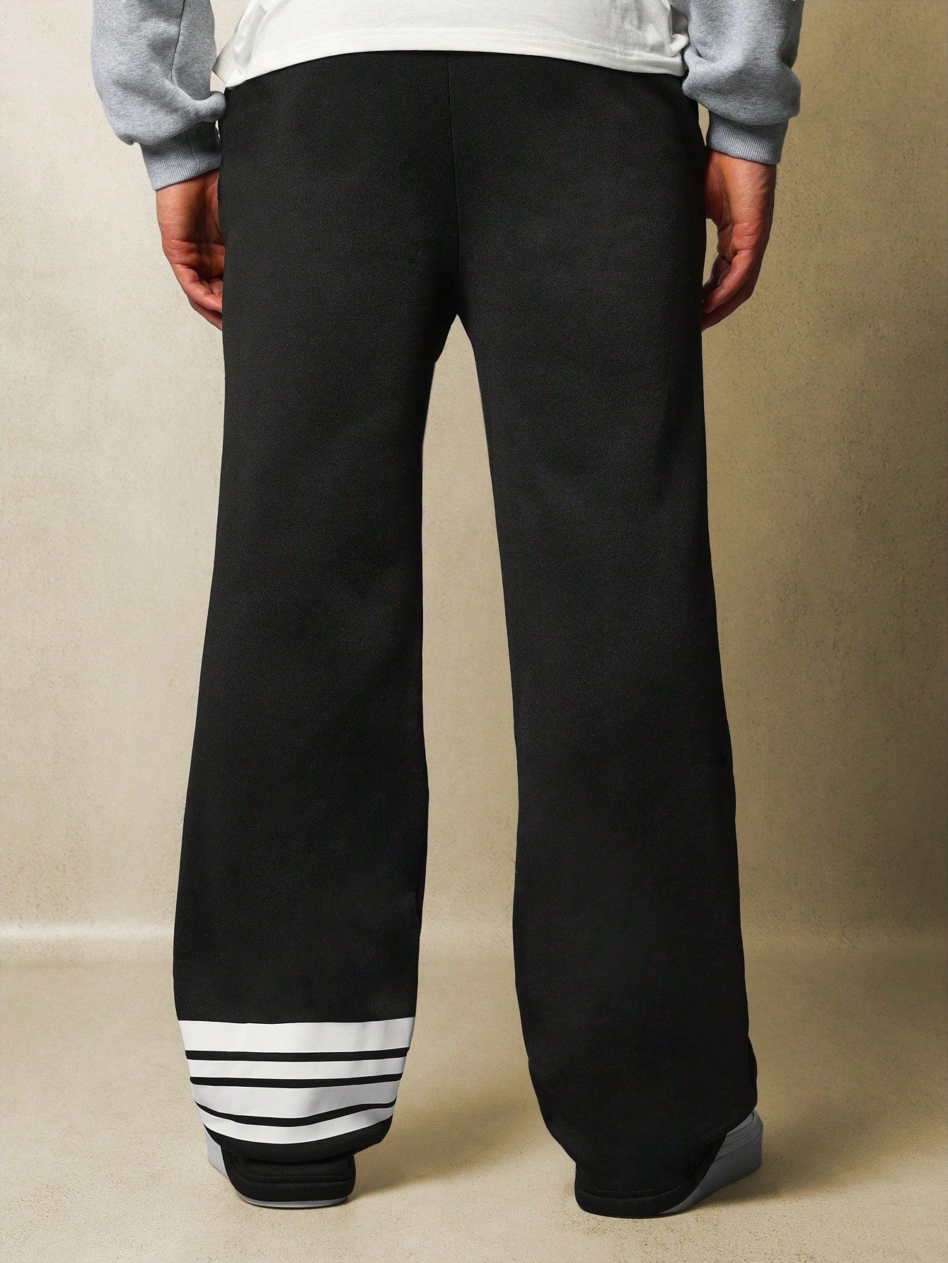 Wide Leg Sweatpants With Embroidery & Stripe Tape