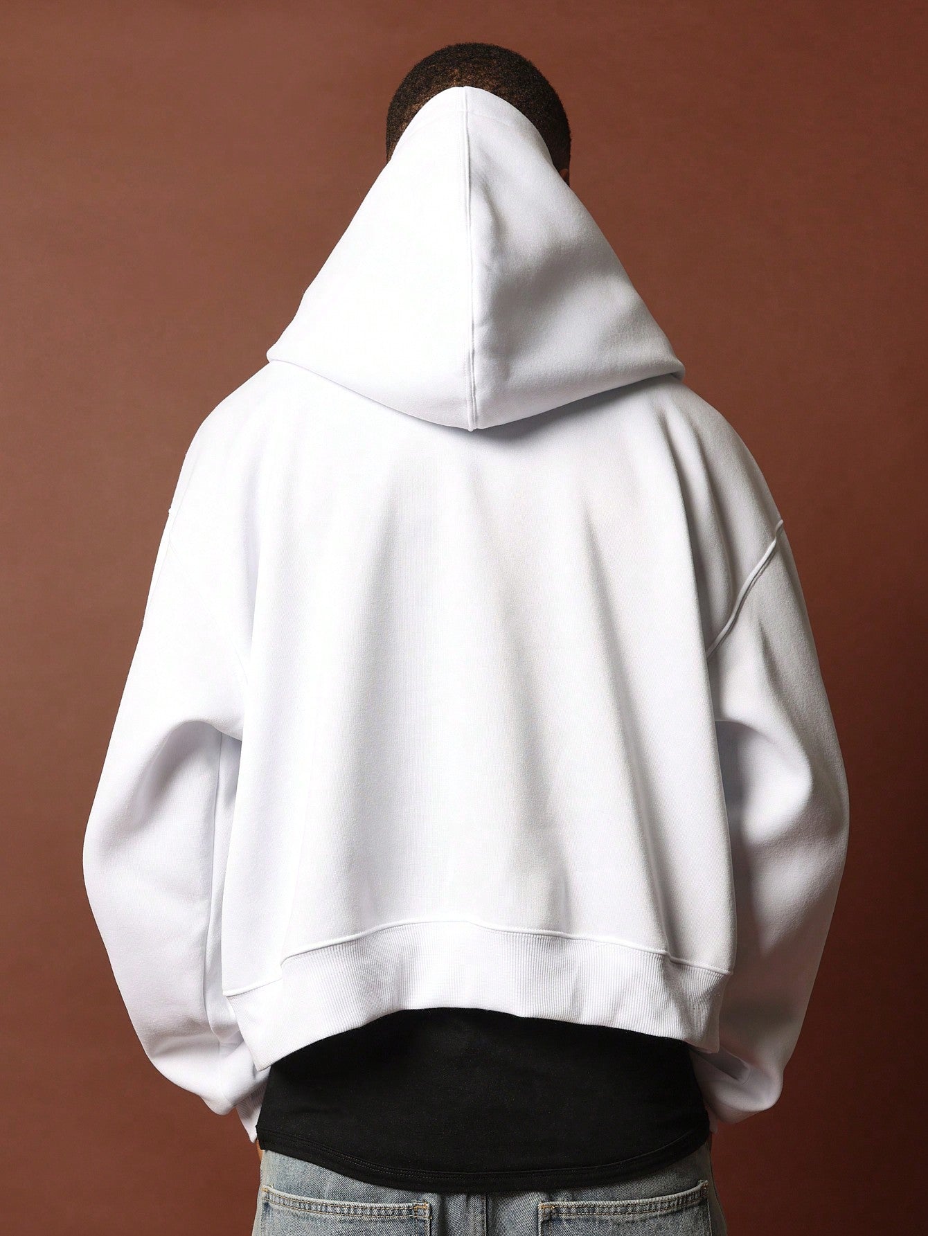 Crop Fit Zip-Up Hoodie With Window Graphic Print