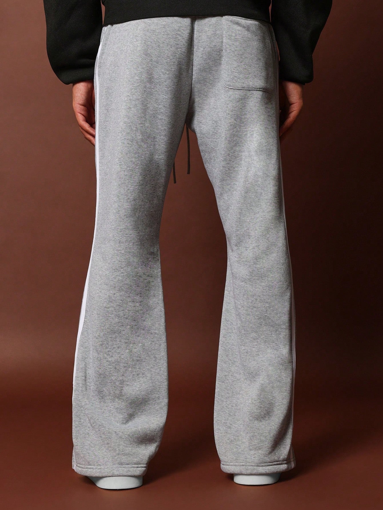 Flare Fit Sweatpants With Split Hem & Stripe Binding