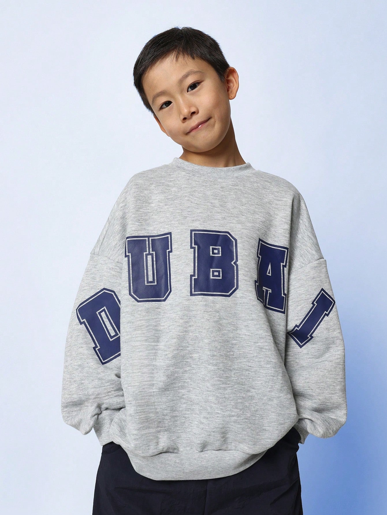 Tween Boys Comfy Oversized Fit Sweatshirt With Large Dubai Graphic Print