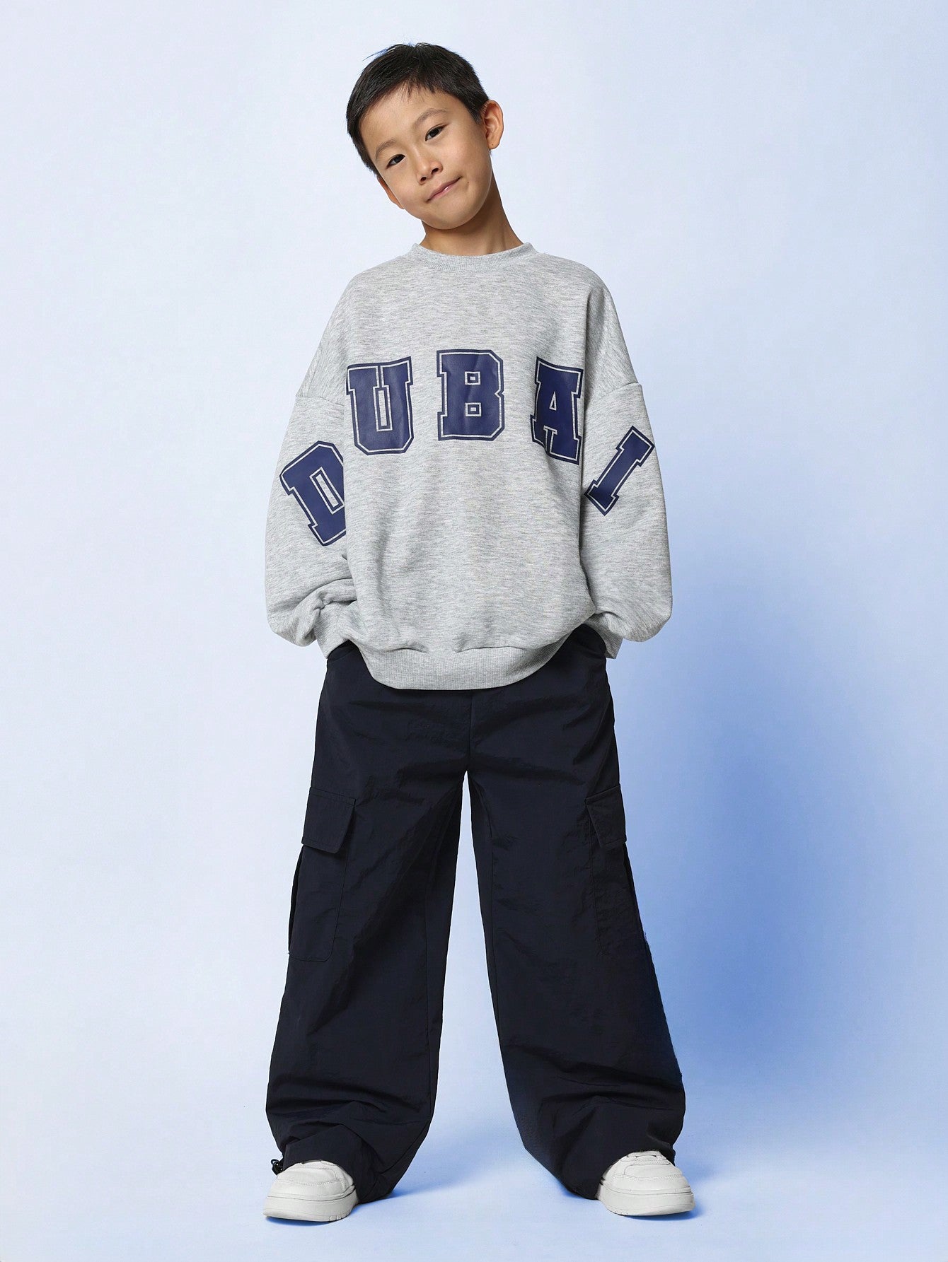 Tween Boys Comfy Oversized Fit Sweatshirt With Large Dubai Graphic Print