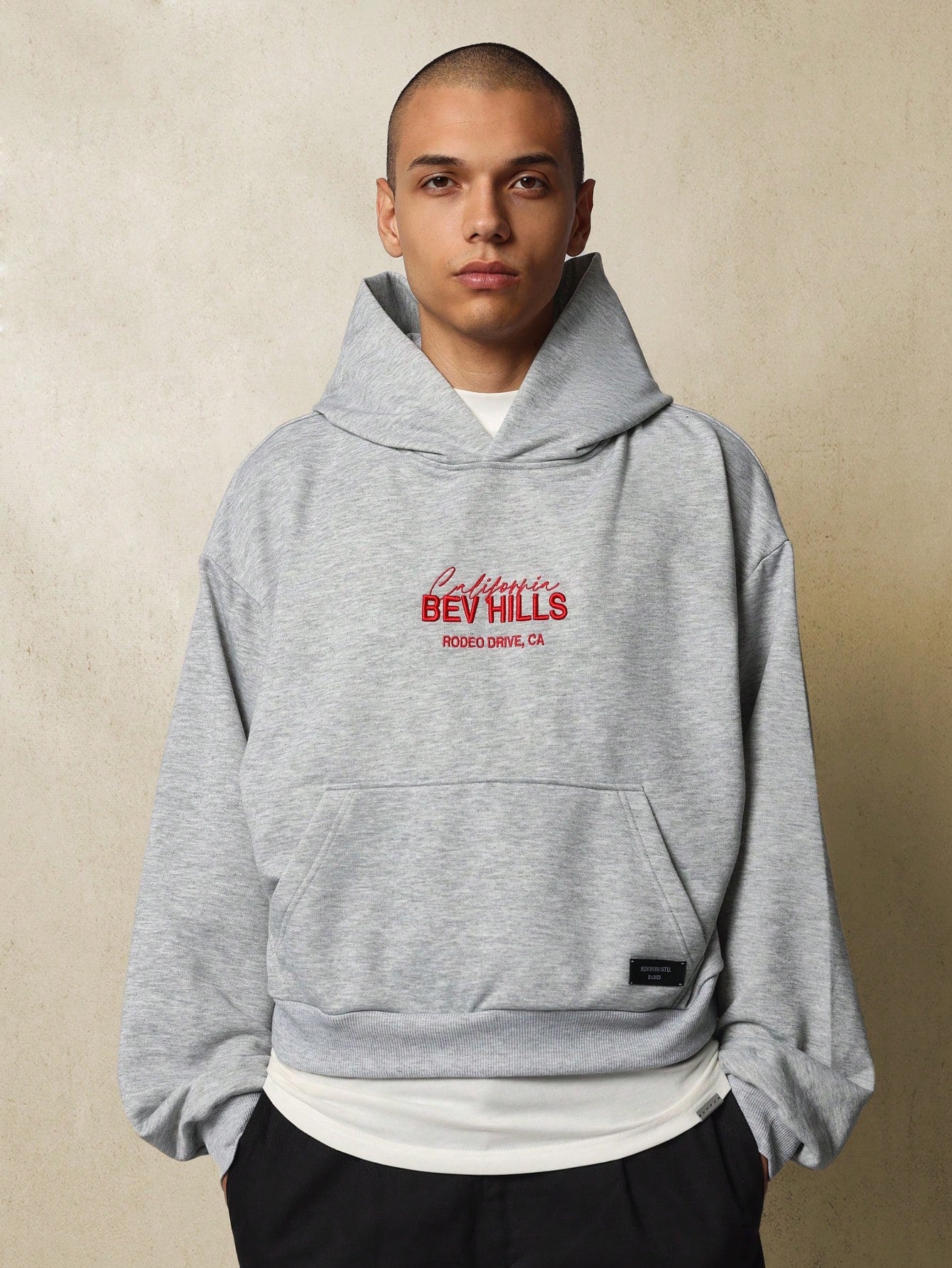 Crop Fit Overhead Hoodie With Embroidery