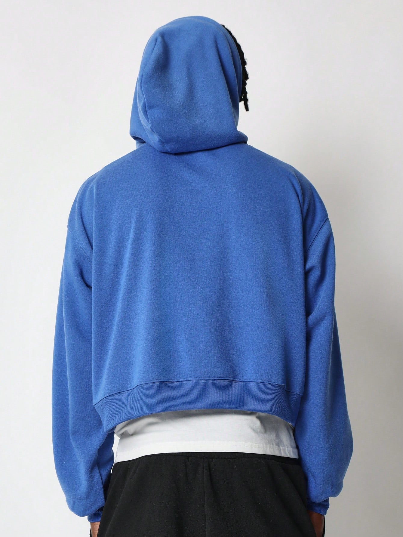 Crop Fit Overhead Hoodie With Front Graphic Print & Drawcord