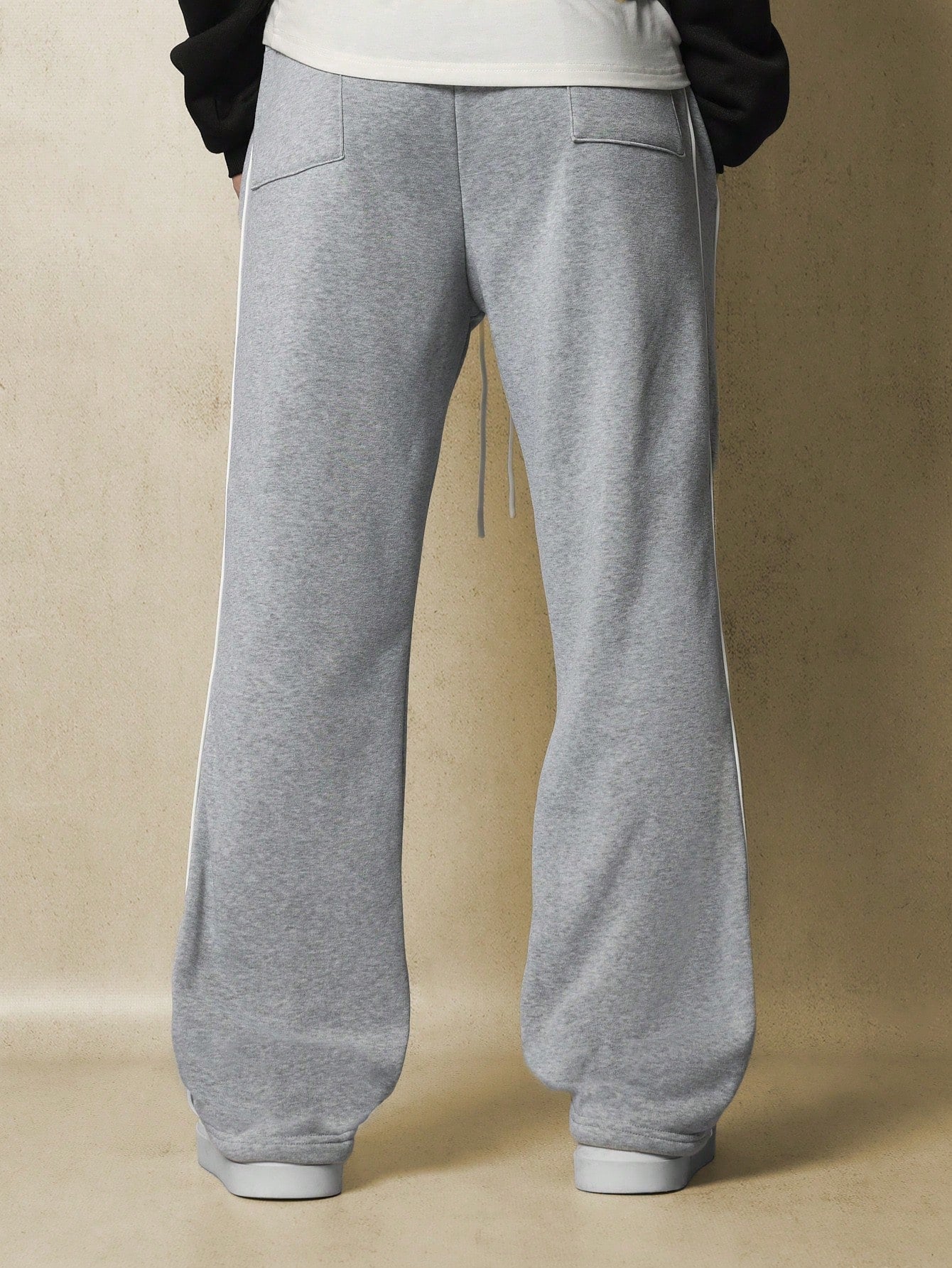 Flare Fit Sweatpants With Piping & Drawstring