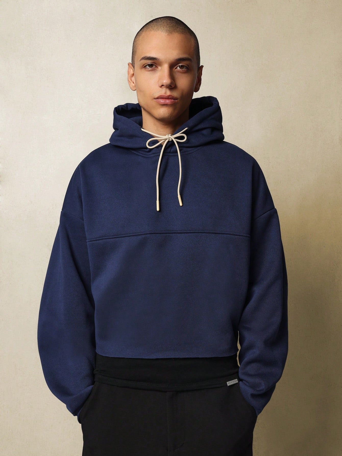 Crop Fit Overhead Hoodie With Drawcords