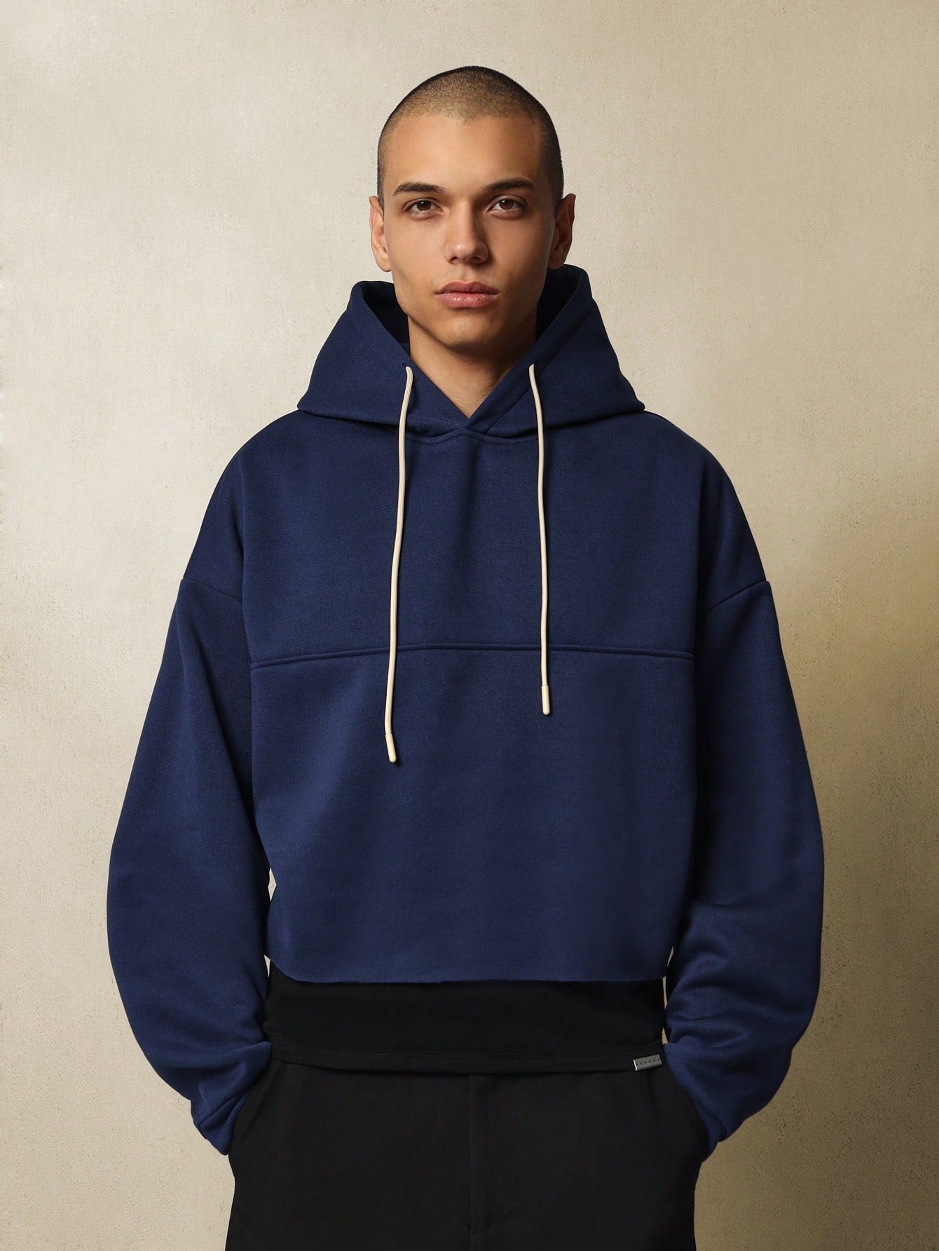 Crop Fit Overhead Hoodie With Drawcords