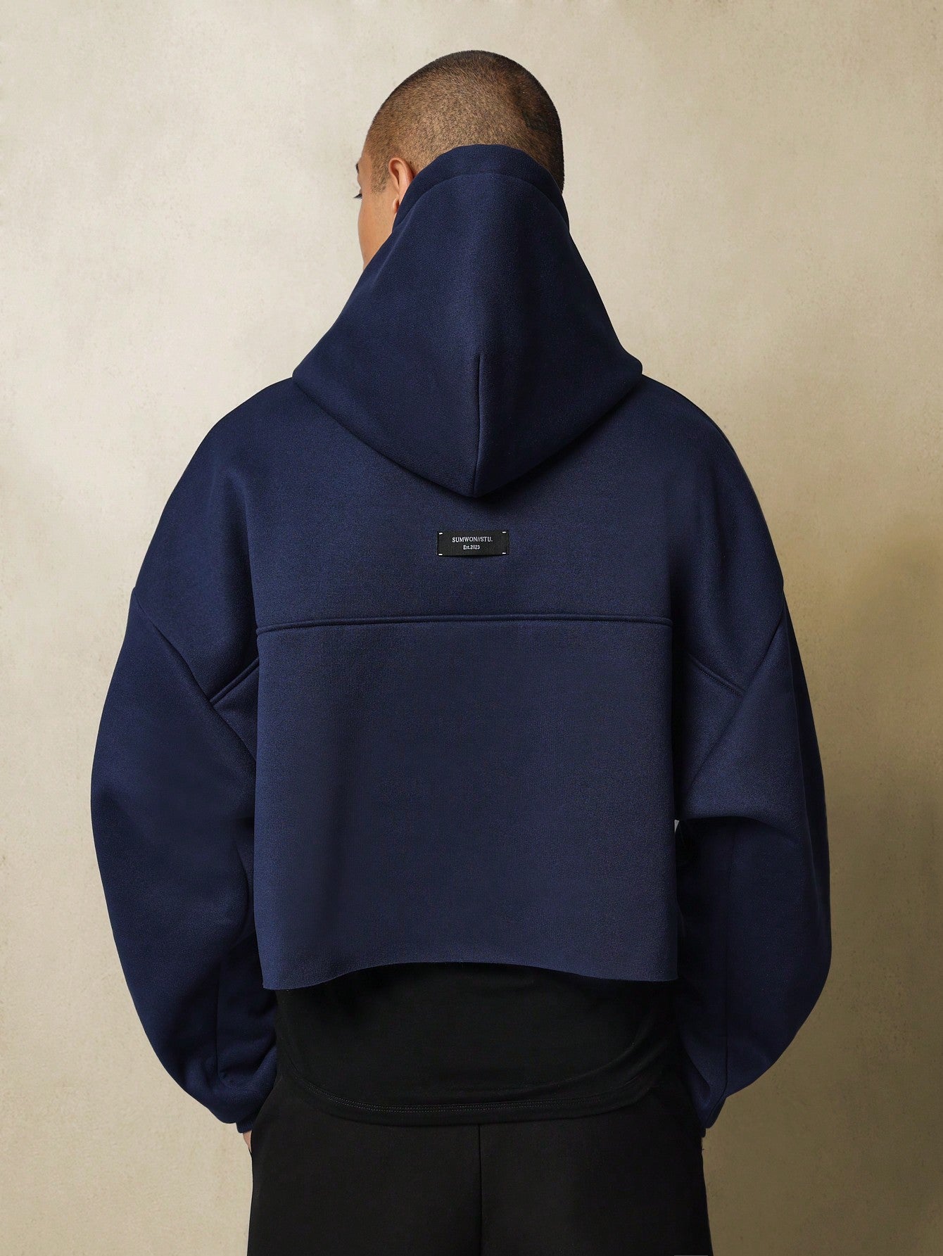 Crop Fit Overhead Hoodie With Drawcords