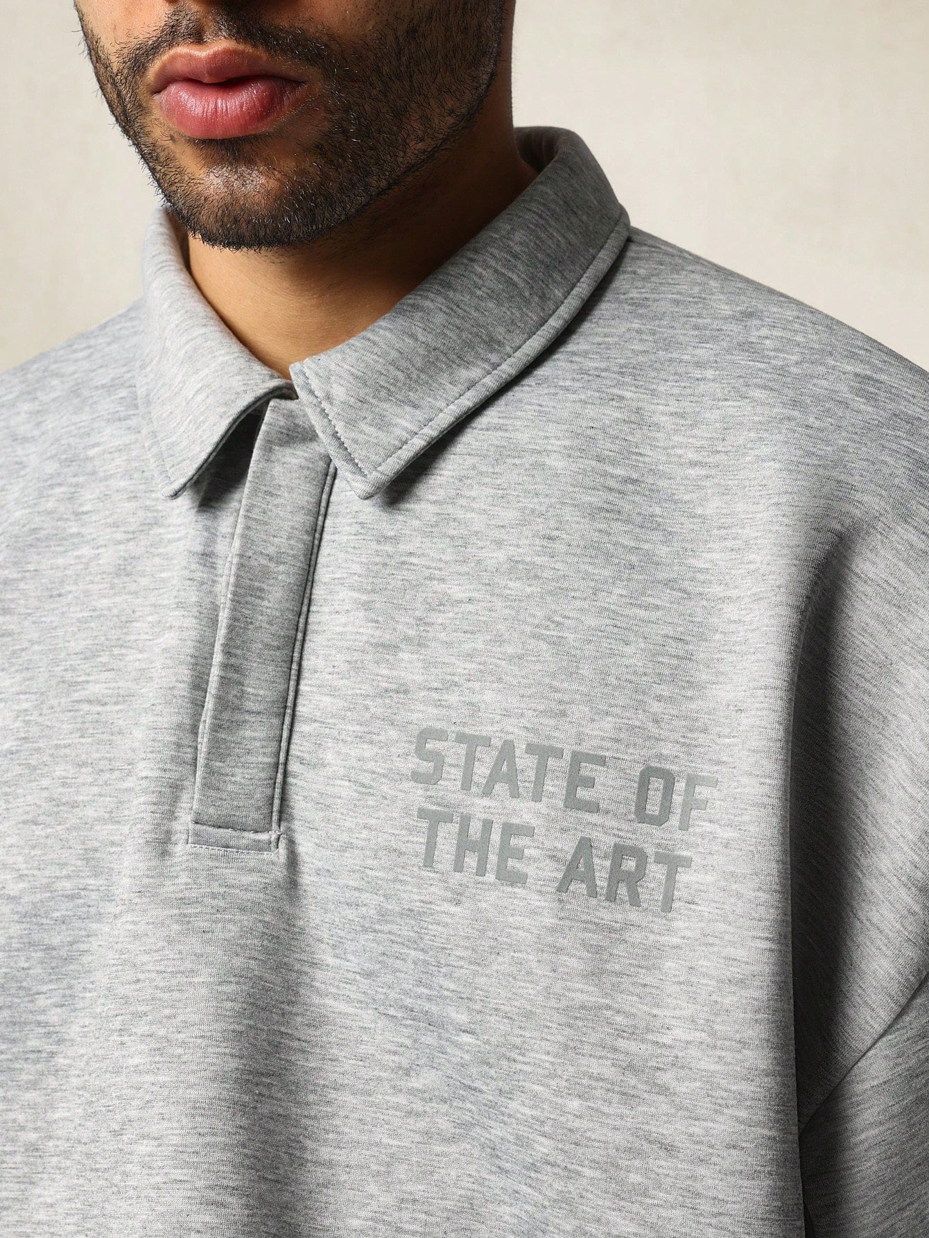 Overiszed Polo Sweatshirt With Flock Graphic Print