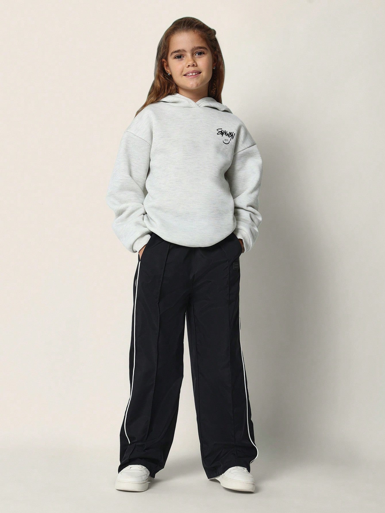 Tween Girls Wide Leg Nylon Track Pant