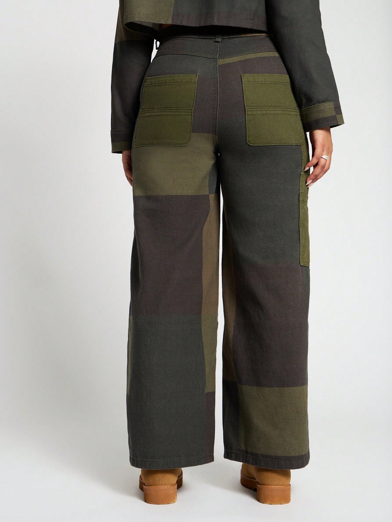 SUMWON WOMEN Wide Leg Patched Double Knee Pants With Carpenter Pockets