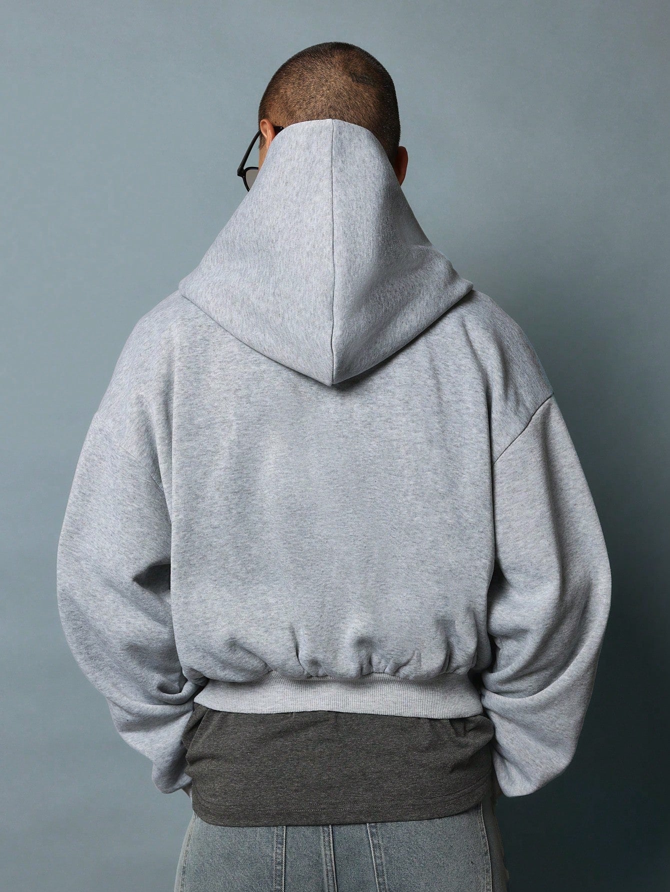 Crop Fit Zip Through Heavyweight Essential Hoodie