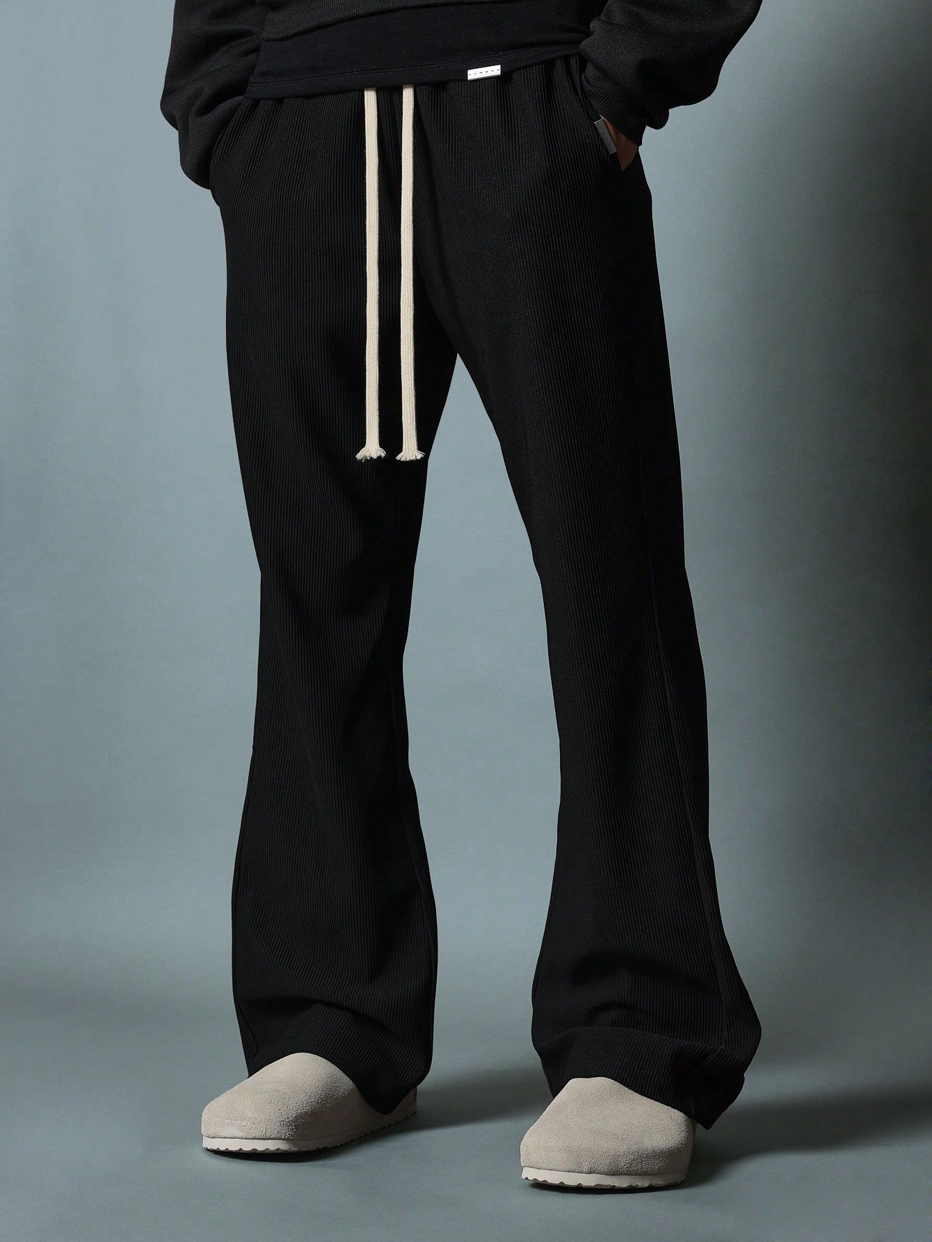 Pull On Flare Fit Textured Sweatpants