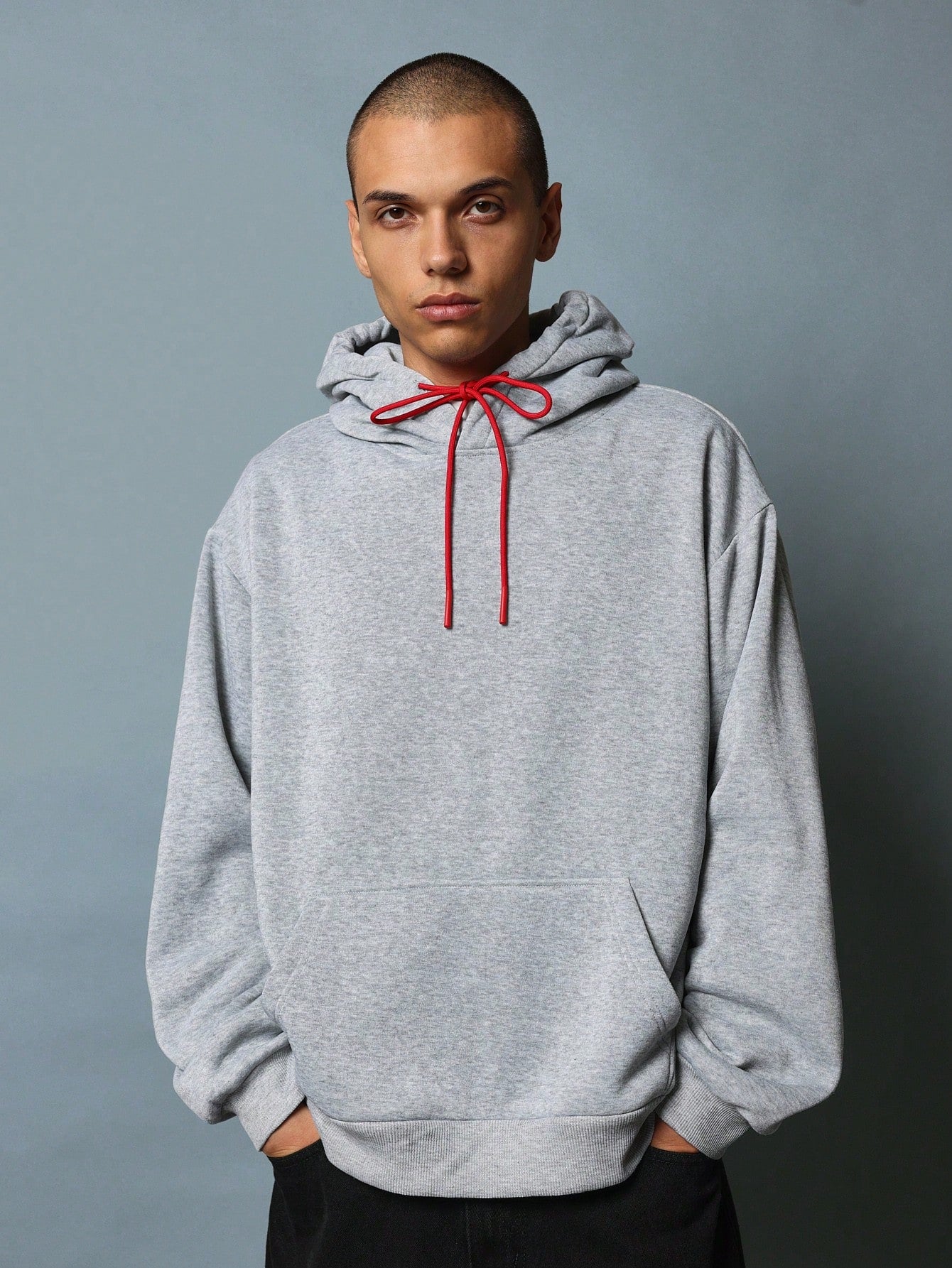 Regular Fit Overhead Essential Hoodie With Contrast Drawcords