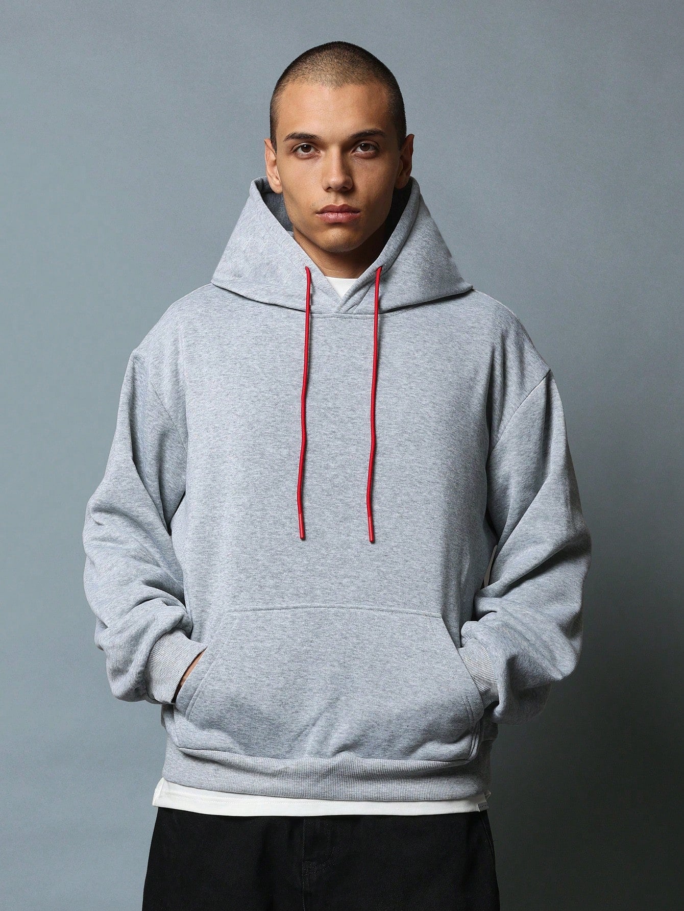 Regular Fit Overhead Essential Hoodie With Contrast Drawcords