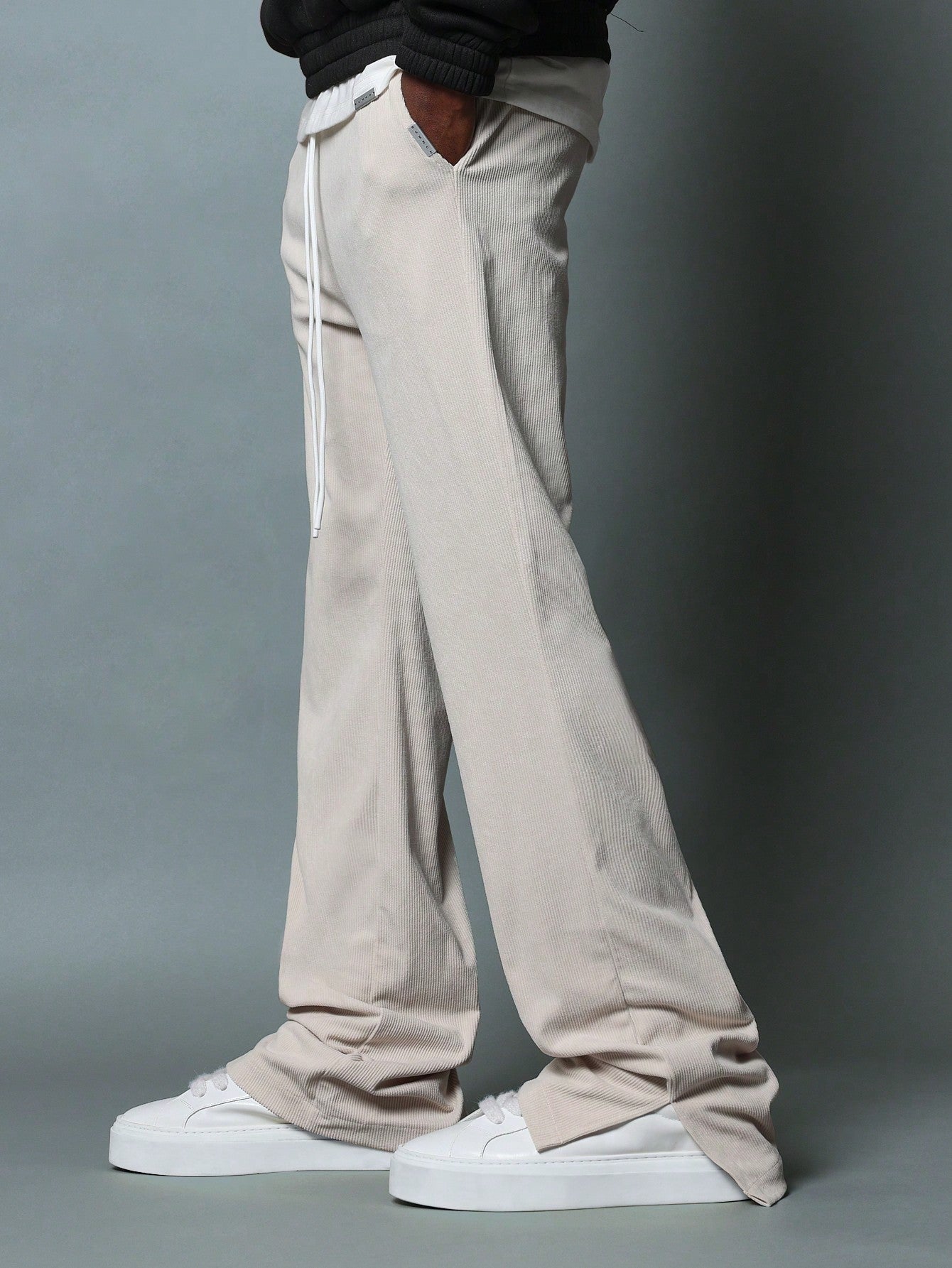 Flare Fit Jogger With Split Hem In Co-Ord Texture