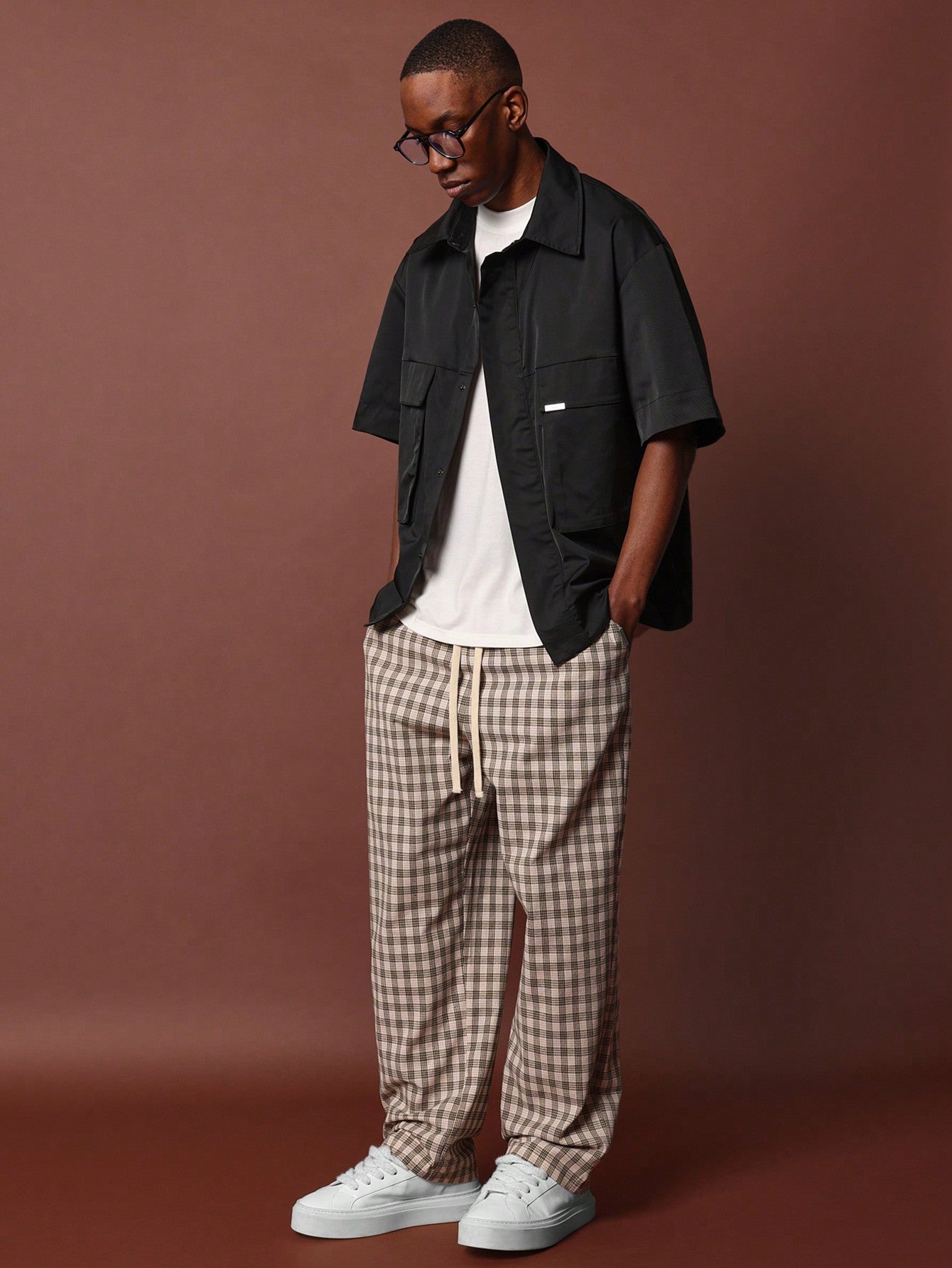 Pull On Loose Fit Check Pant