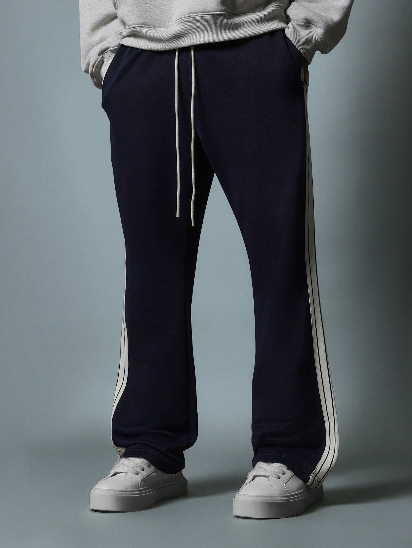 Flare Fit Summer Weight Loopback Sweatpants With Side Tape & Drawstrings