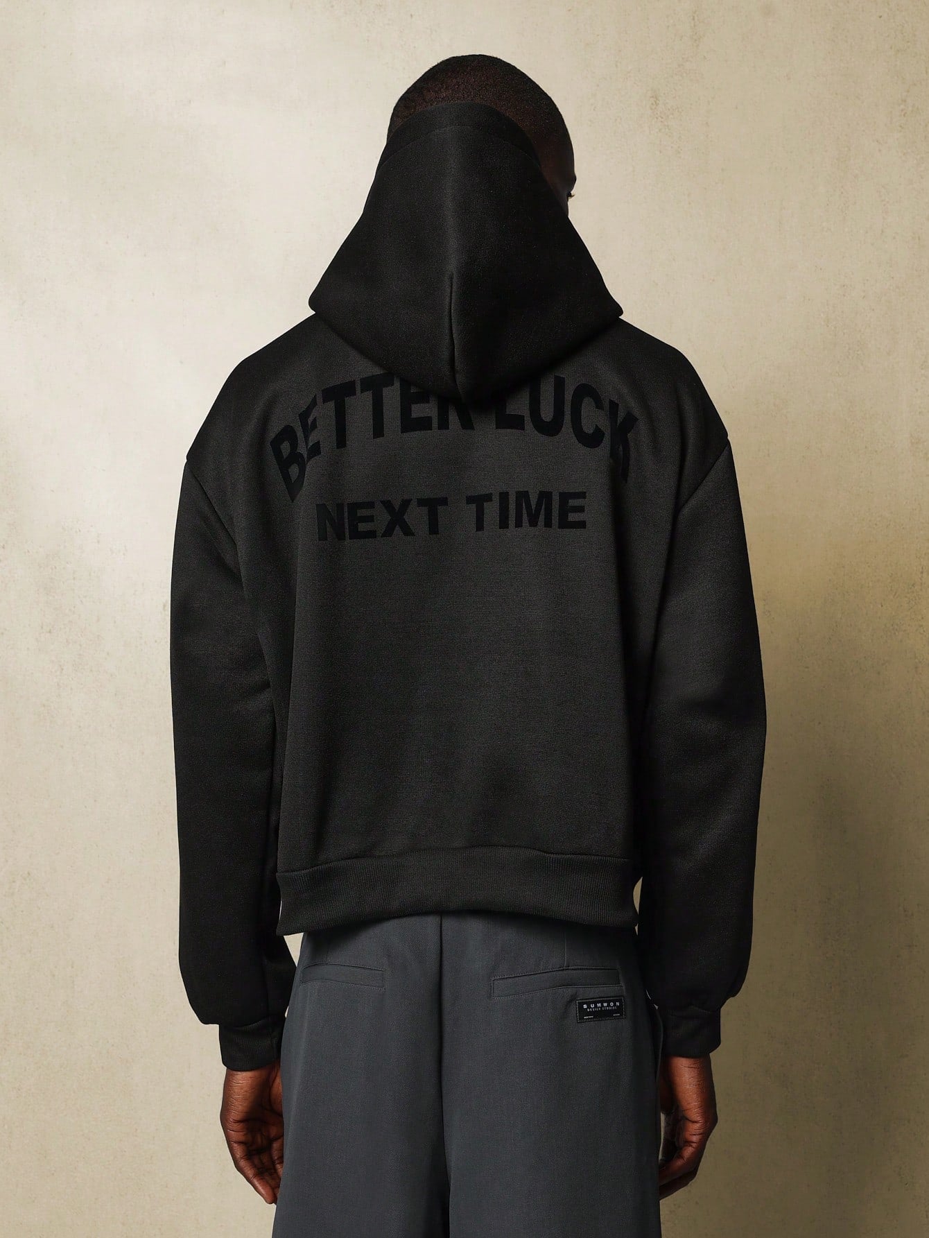 Regular Fit Overhead Hoodie With Graphic Print & PU Patch