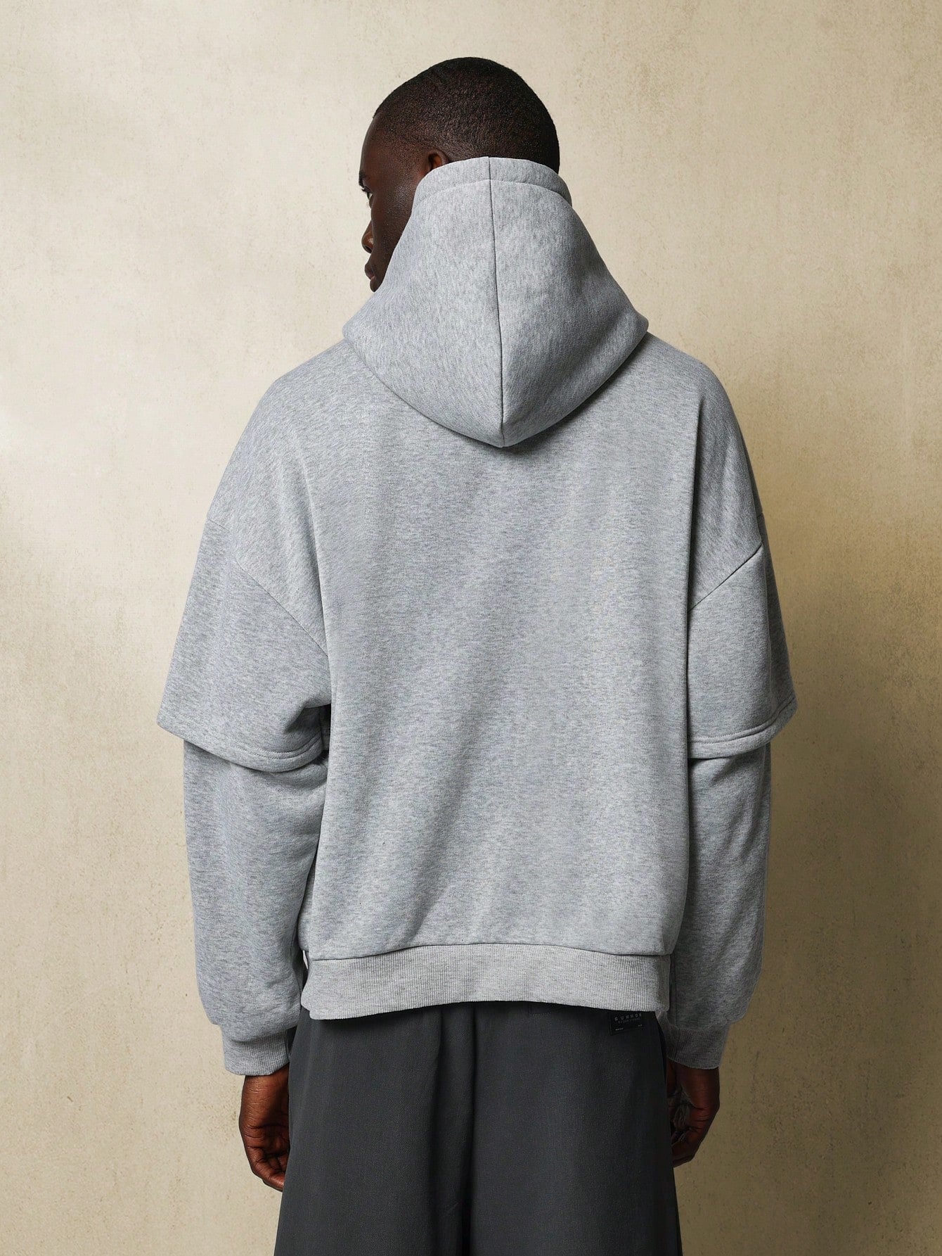 Oversized Fit Double Layer Sleeve Overhead Hoodie