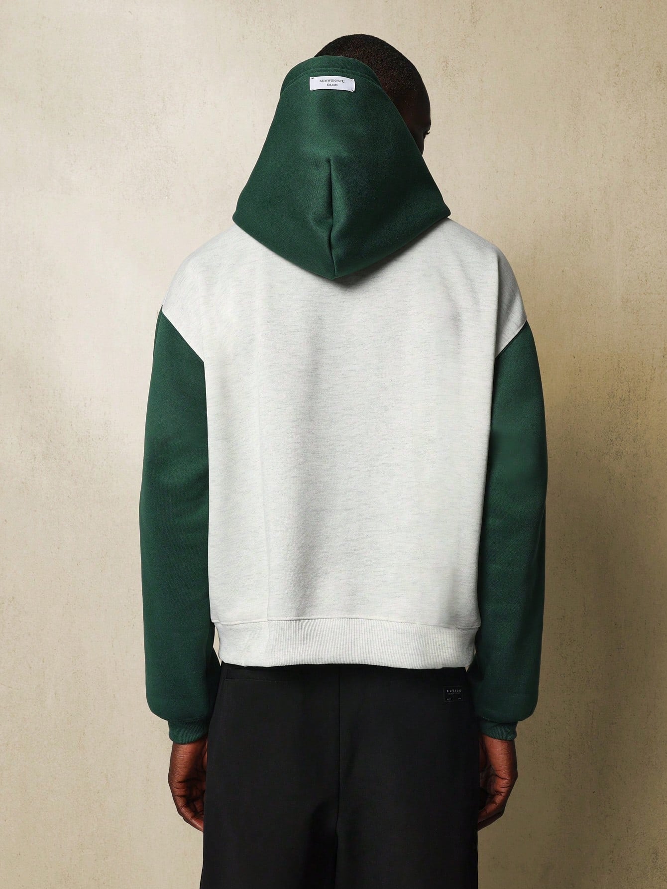 Regular Fit Overhead Hoodie With Contrast Colour Sleeve & Hood