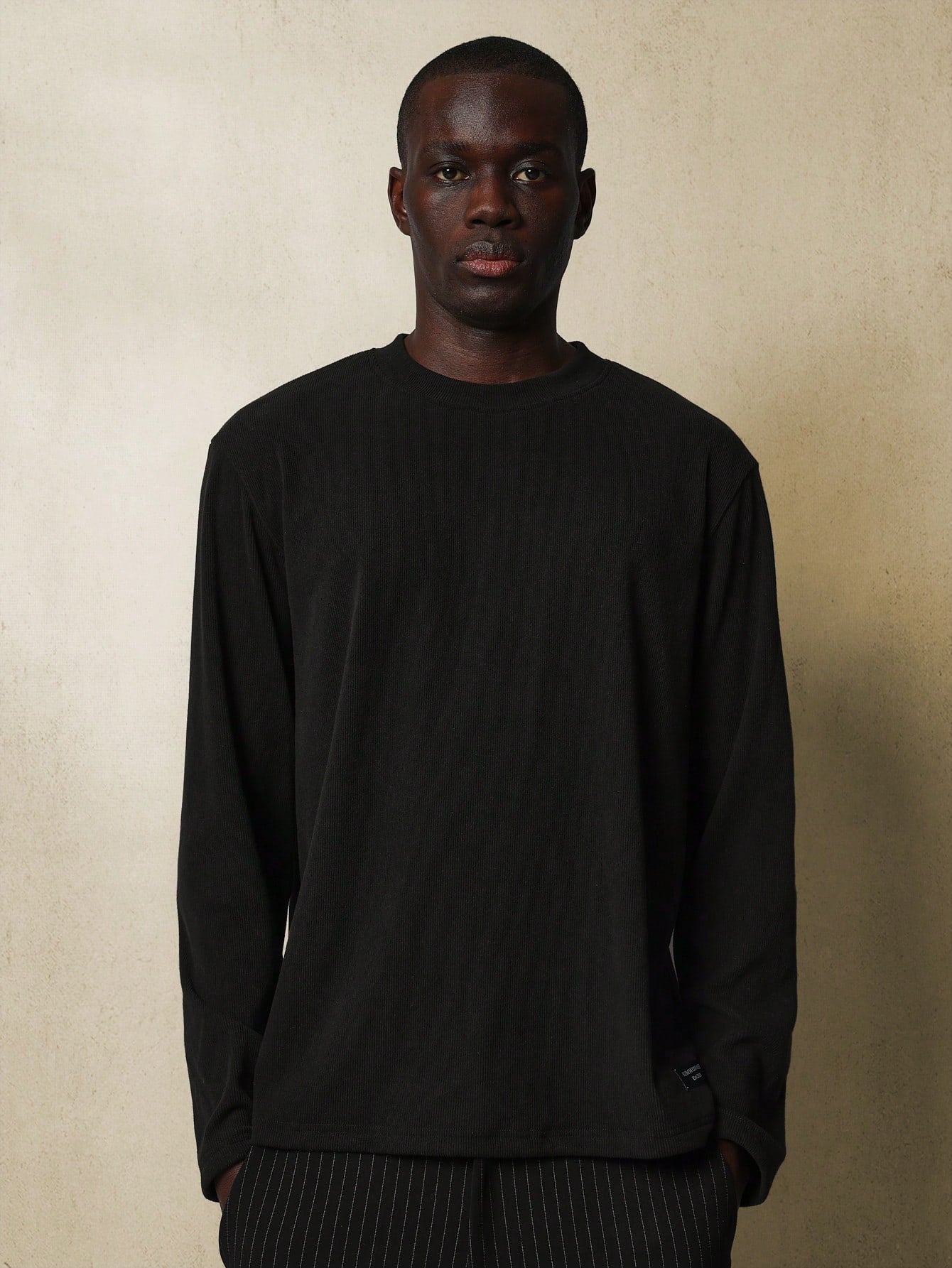 Slim Fit Rib Texture Long Sleeve Tee