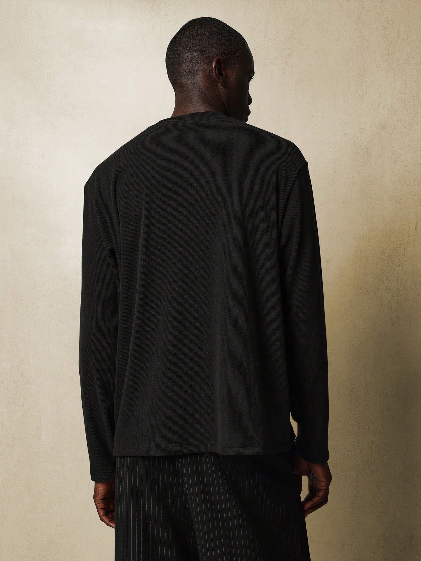 Slim Fit Rib Texture Long Sleeve Tee