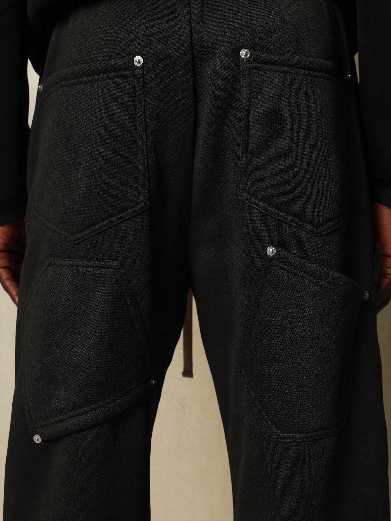 Pull On Loose Fit Jean Style Sweatpants With Multi Pockets At The Back