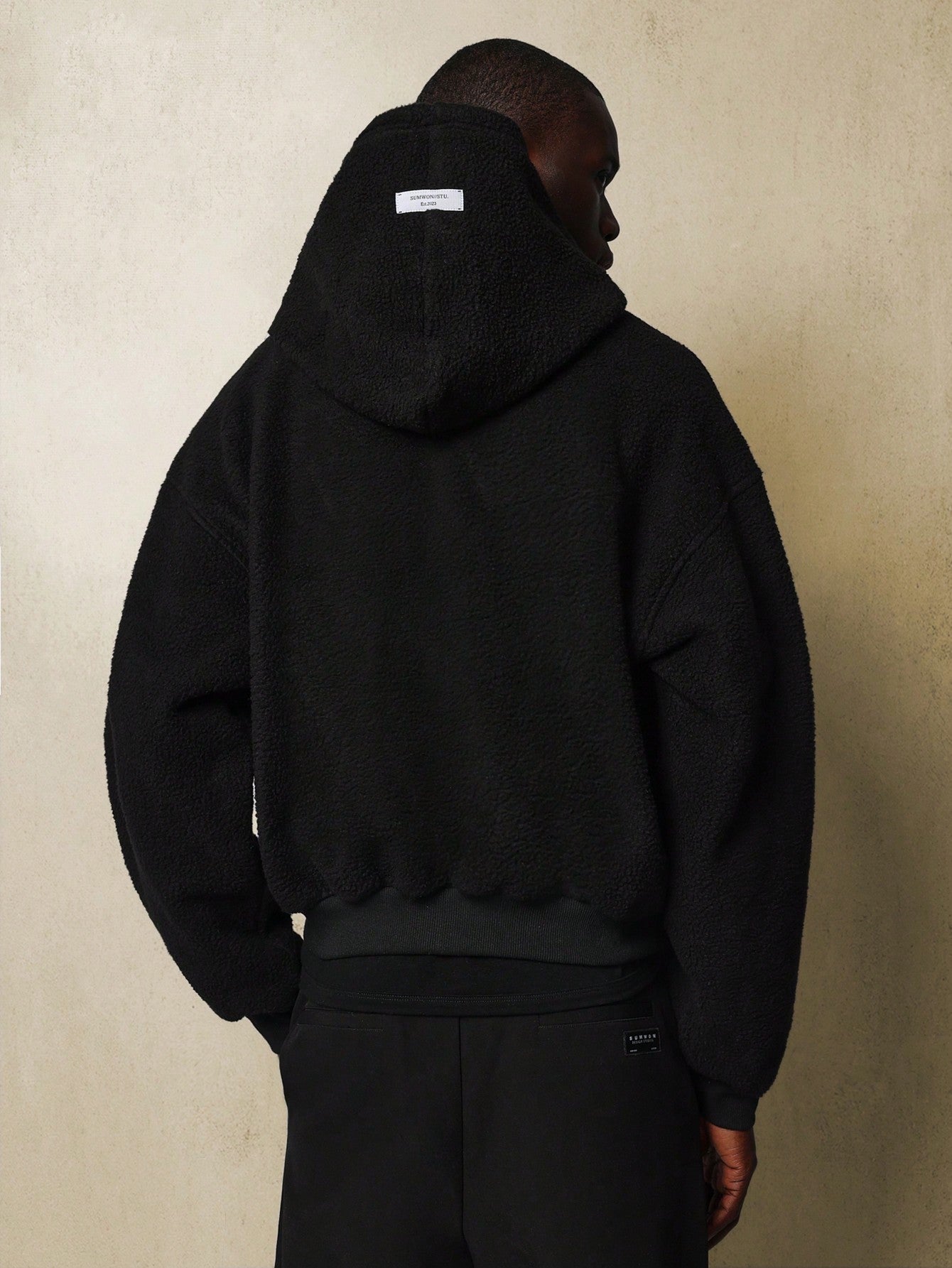 Crop Fit Borg Zip-Up Essential Hoodie