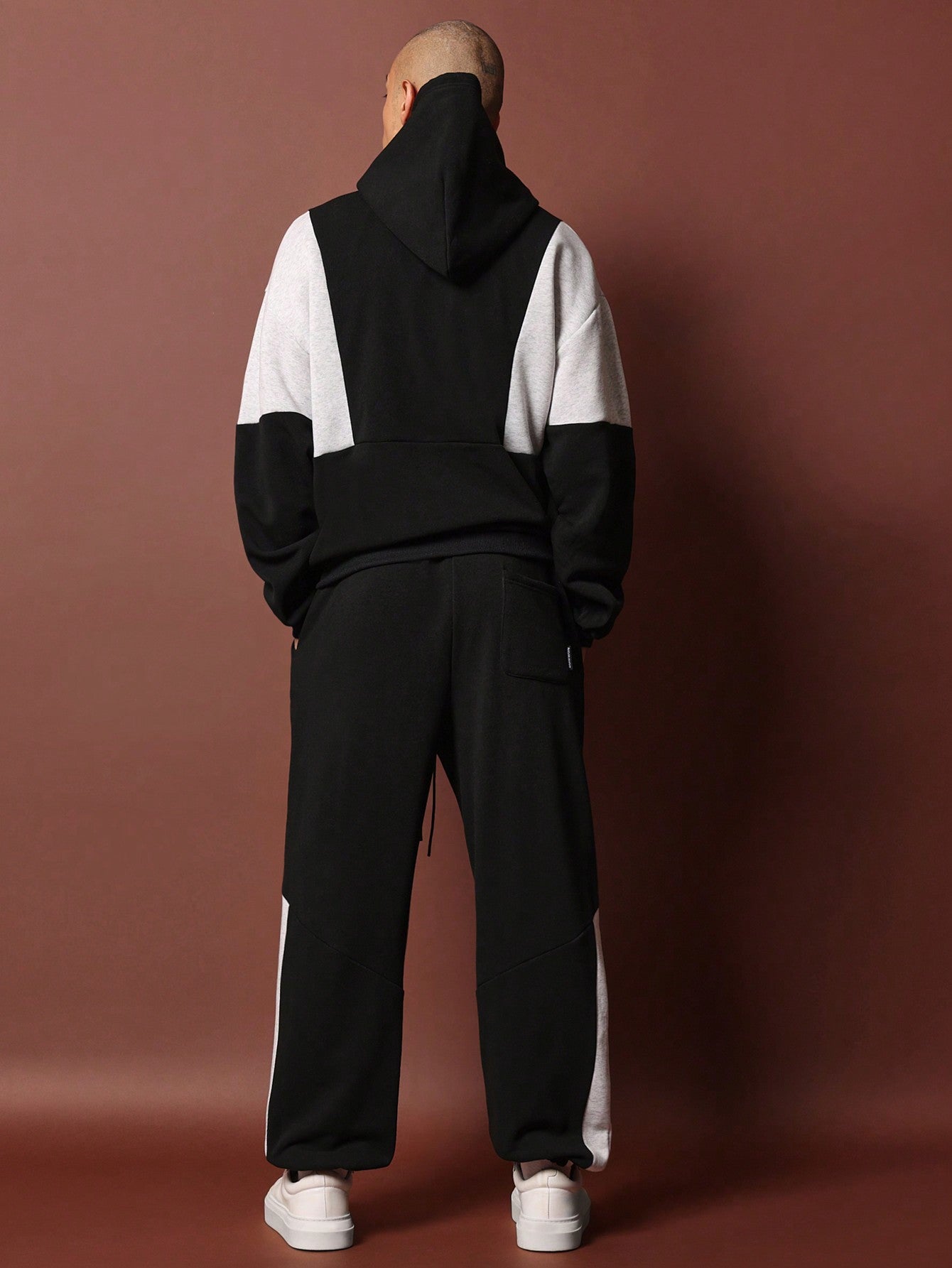 Regular Fit Overhead Hoodie & Jogger With Colour Block Panels 2 Piece Set