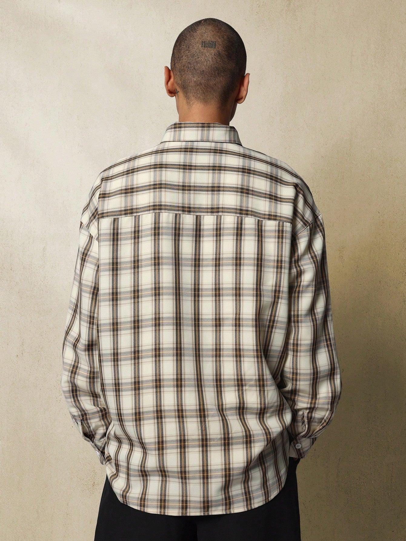 Oversized Fit Check Long Sleeve Utility Shirt