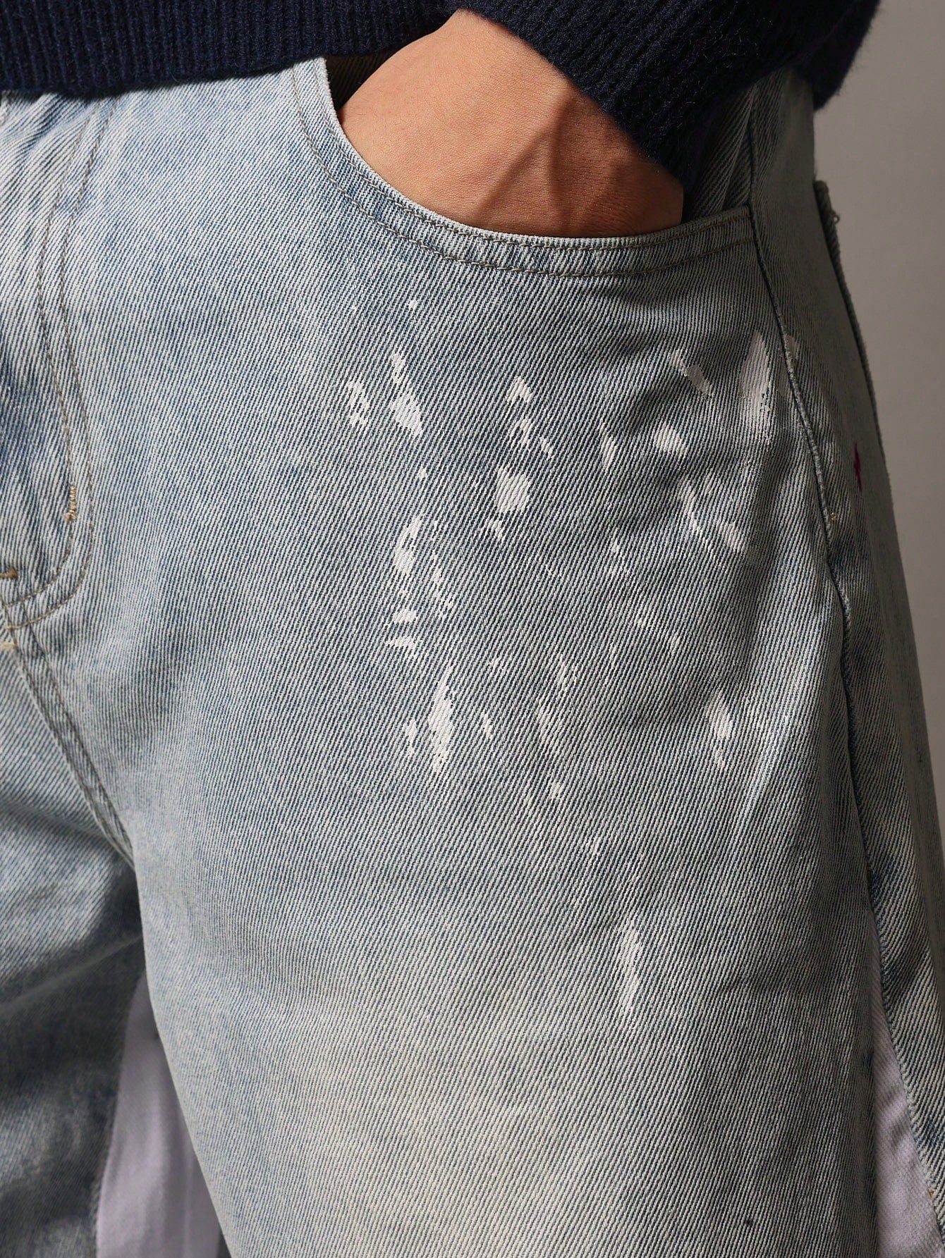 Loose Fit Contrast Panel Jean With Splatter Paint