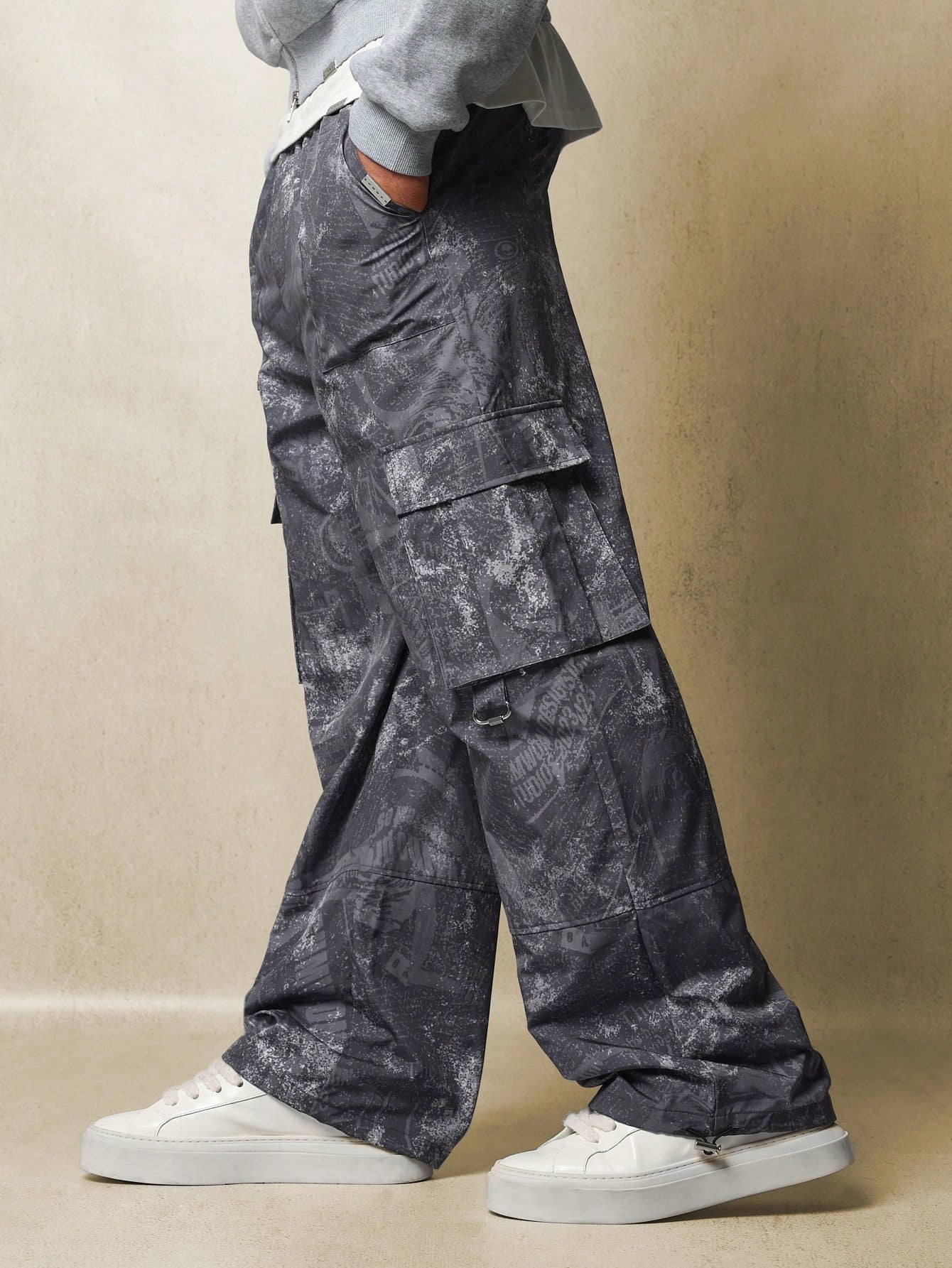 Straight Fit Printed Parachute Cargo Trouser