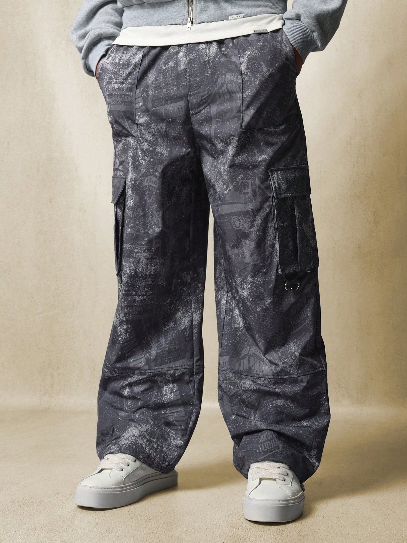 Straight Fit Printed Parachute Cargo Trouser