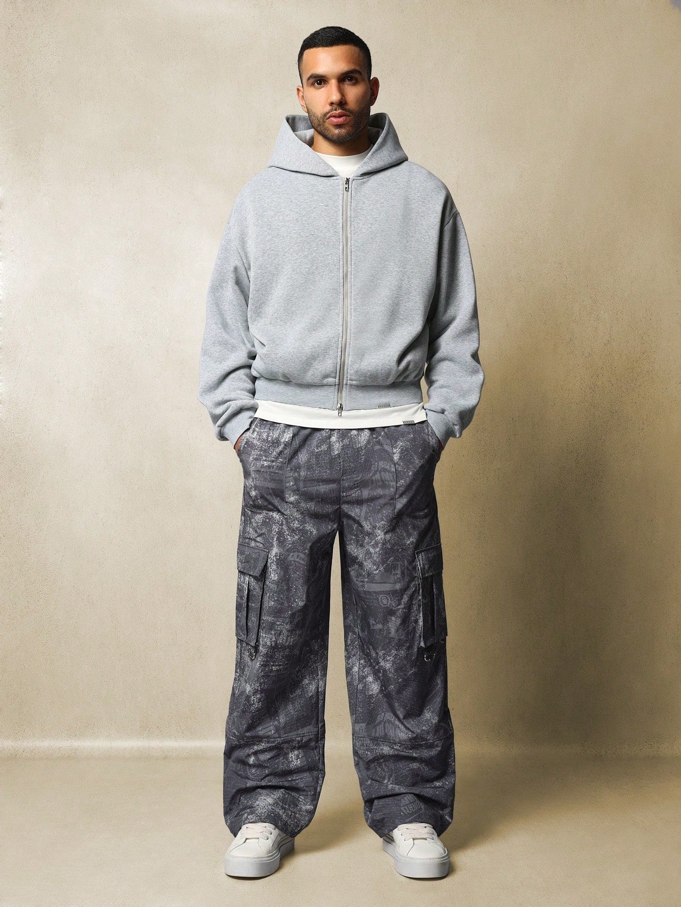 Straight Fit Printed Parachute Cargo Trouser