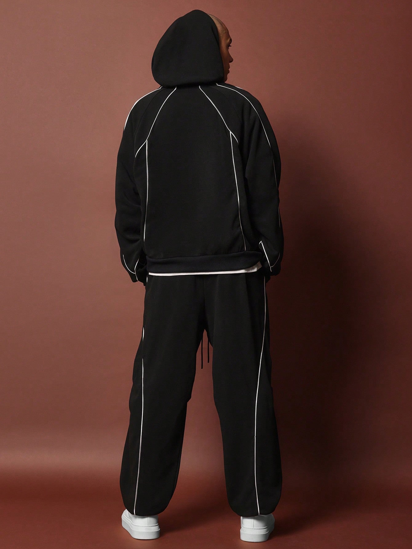 Regular Fit Overhead Hoodie & Jogger With Piping 2 Piece Set