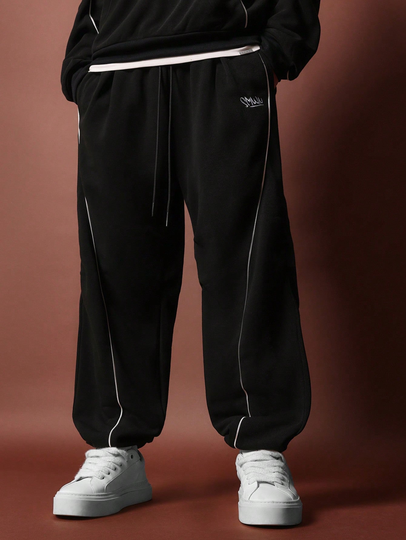 Regular Fit Overhead Hoodie & Jogger With Piping 2 Piece Set