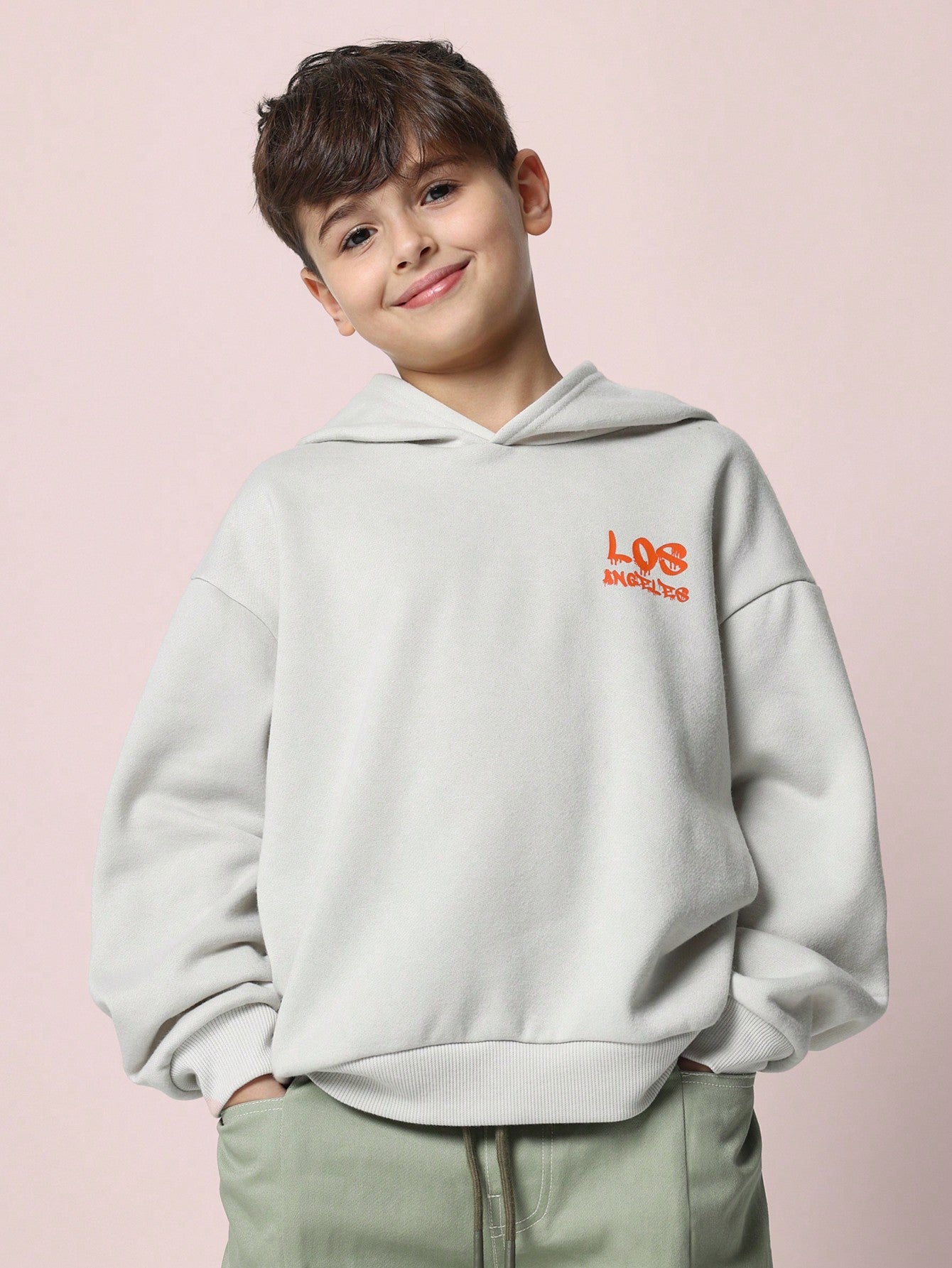 Tween Boys Comfy Regular Fit Overhead Hoodie With Slogan Graffiti Graphic Print