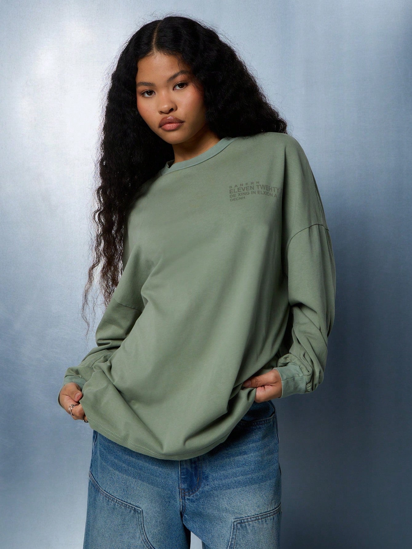 SUMWON WOMEN Wahsed Drop Shoulder Oversized T-Shirt