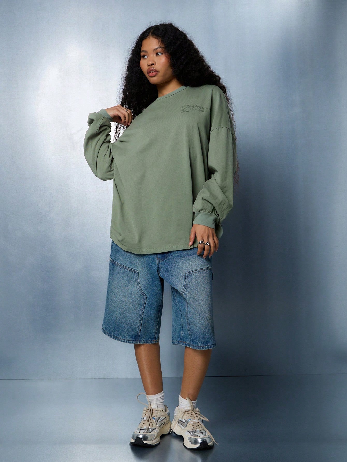 SUMWON WOMEN Wahsed Drop Shoulder Oversized T-Shirt