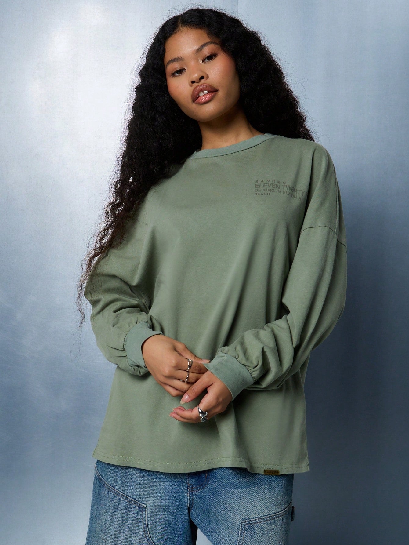 SUMWON WOMEN Wahsed Drop Shoulder Oversized T-Shirt