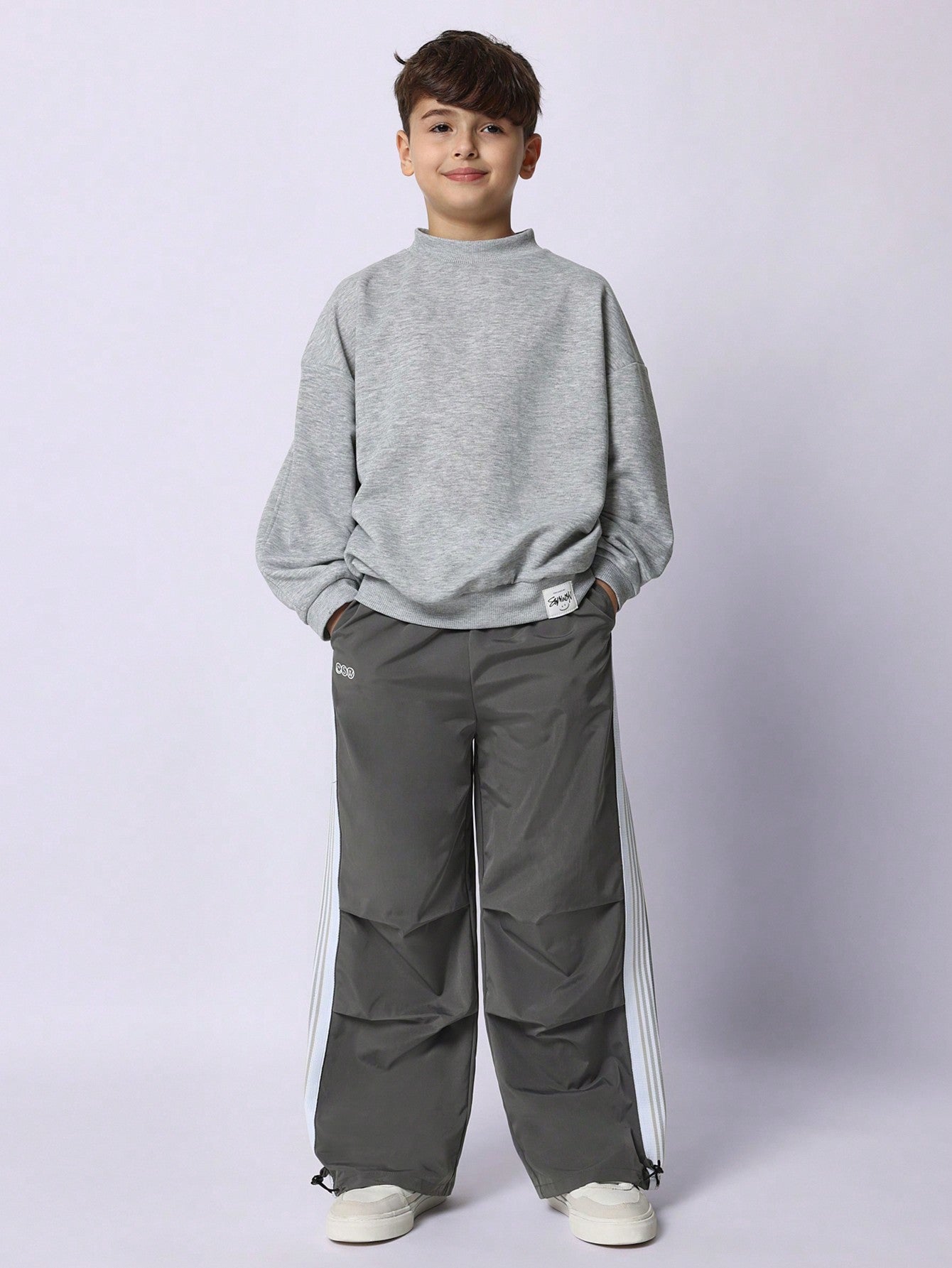 Tween Boys Relaxed Loose Fit Parachute Pant With Side Stripe Tape