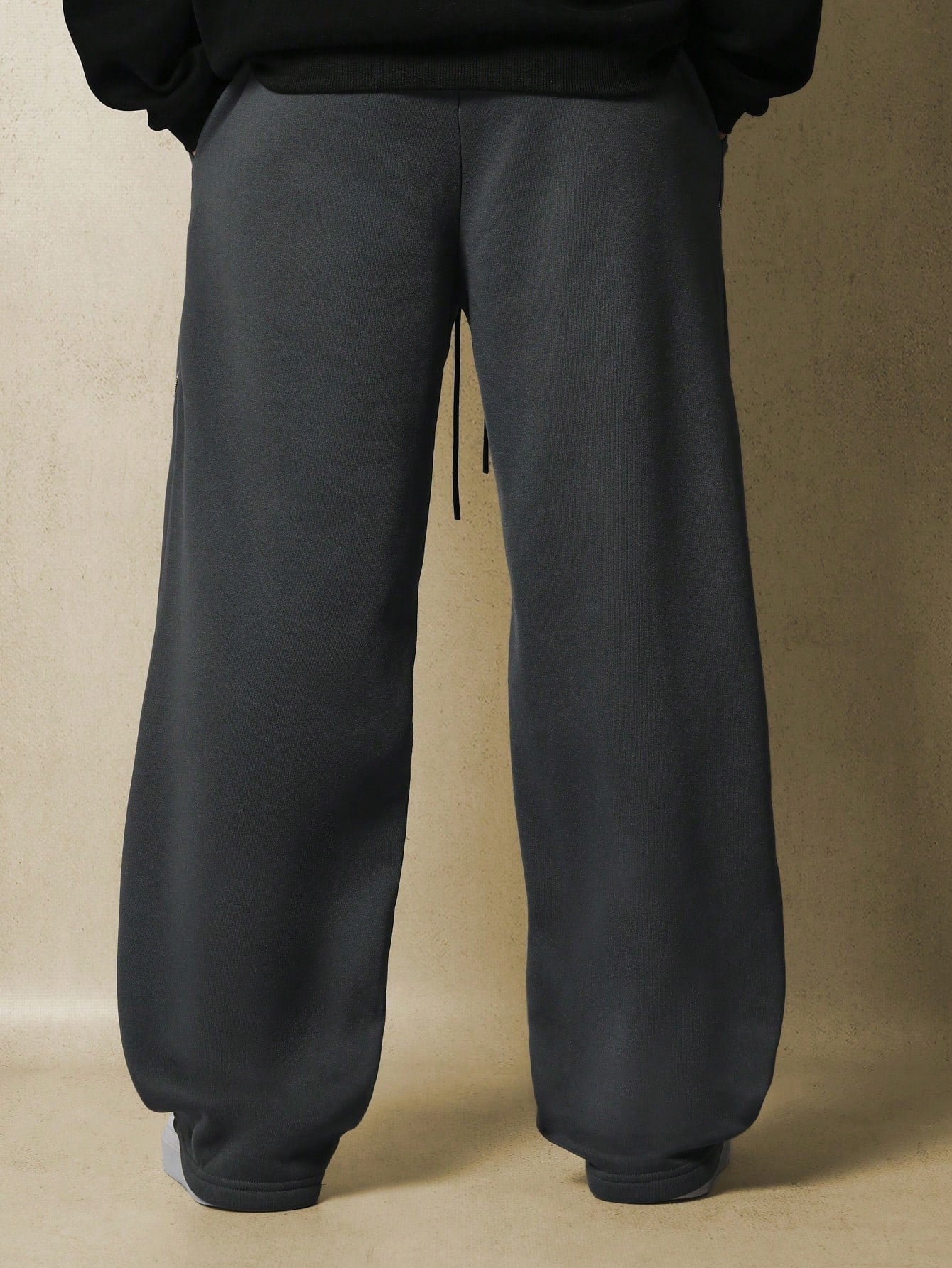 Straight Fit Sweatpants With Zipper Details & Drawstrings