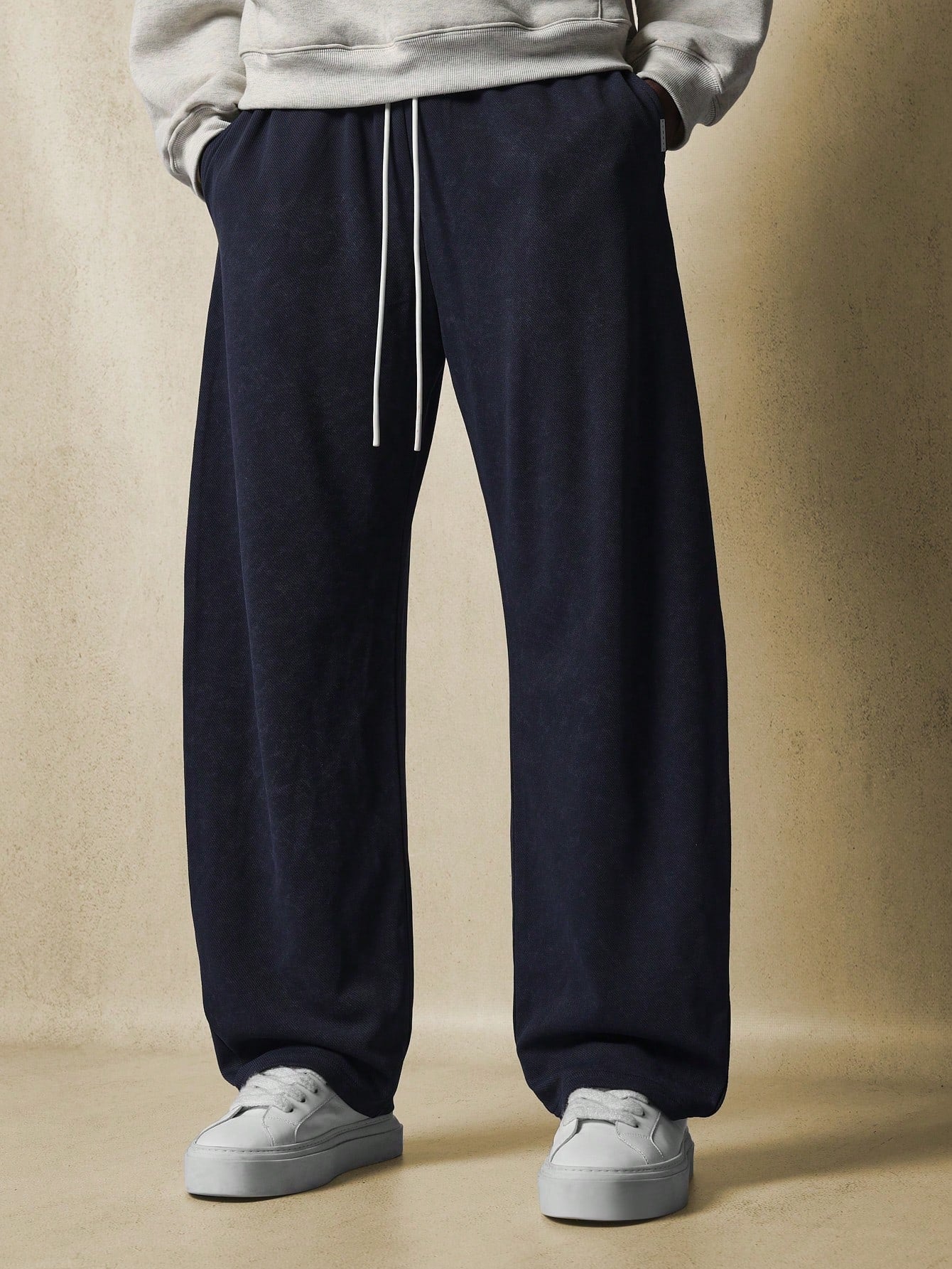 Premium Washed Skater Fit Textured Sweatpants With Drawstrings