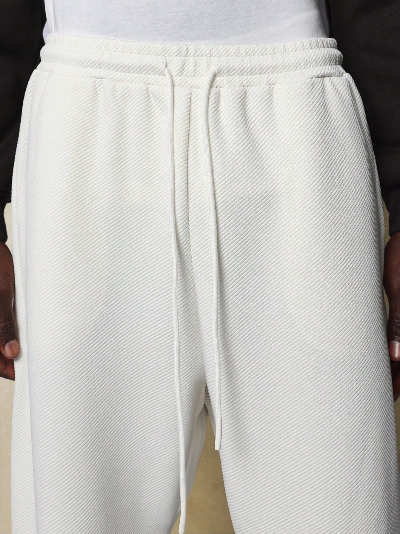 Straight Fit Textured Sweatpants With Drawstrings