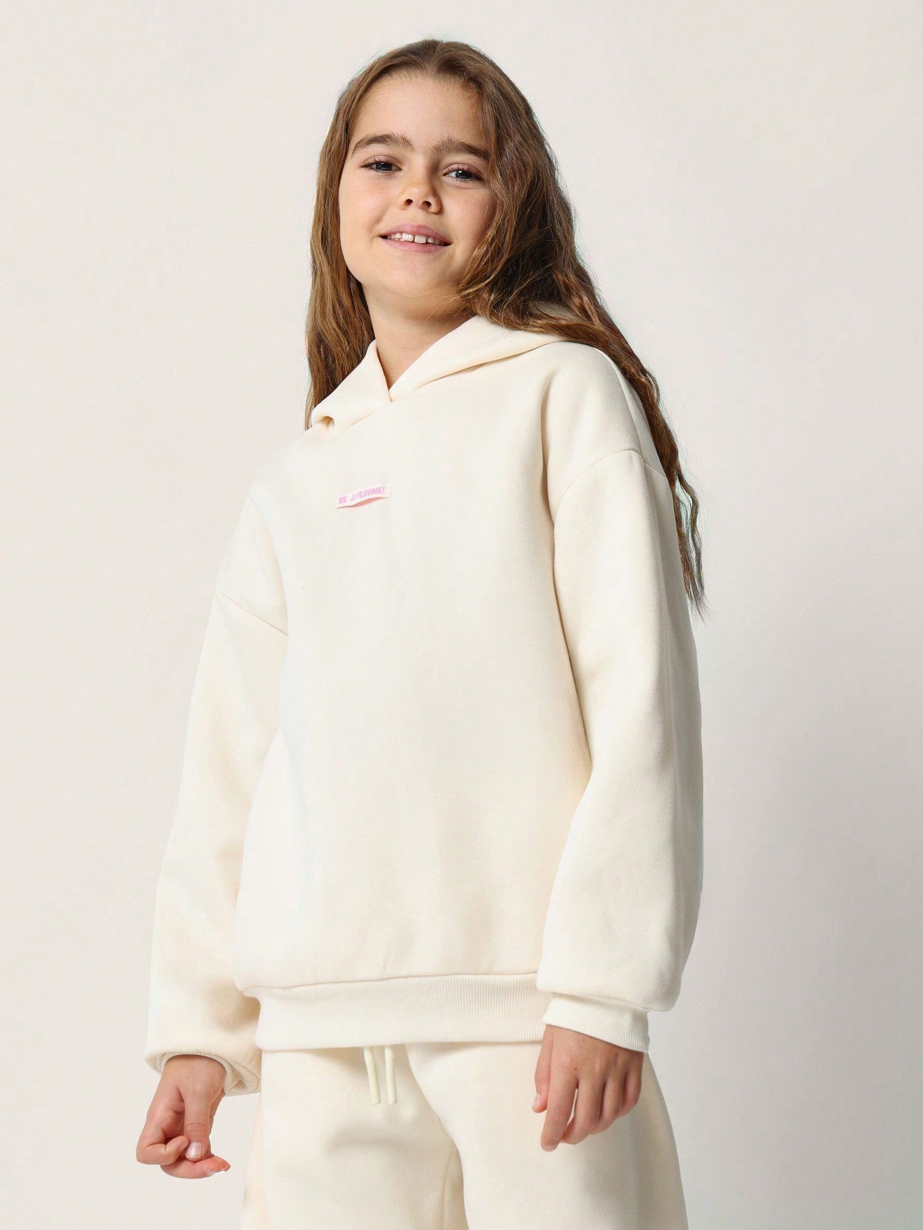 Tween Girls Overhead Hoodie & Wide Leg Sweatpants 2 Piece Set With Pink Label