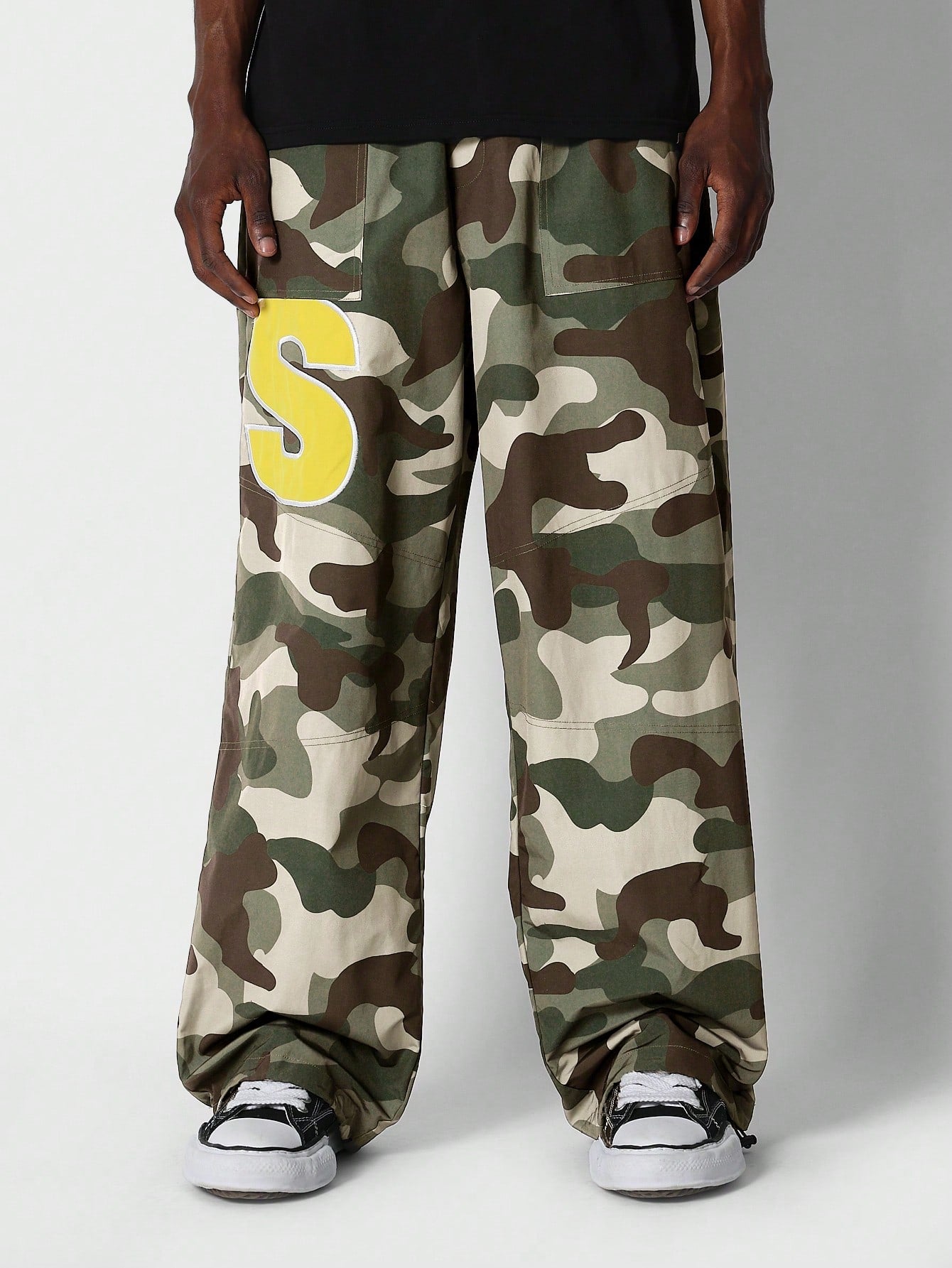 Parachute Pant With All Over Camo Print