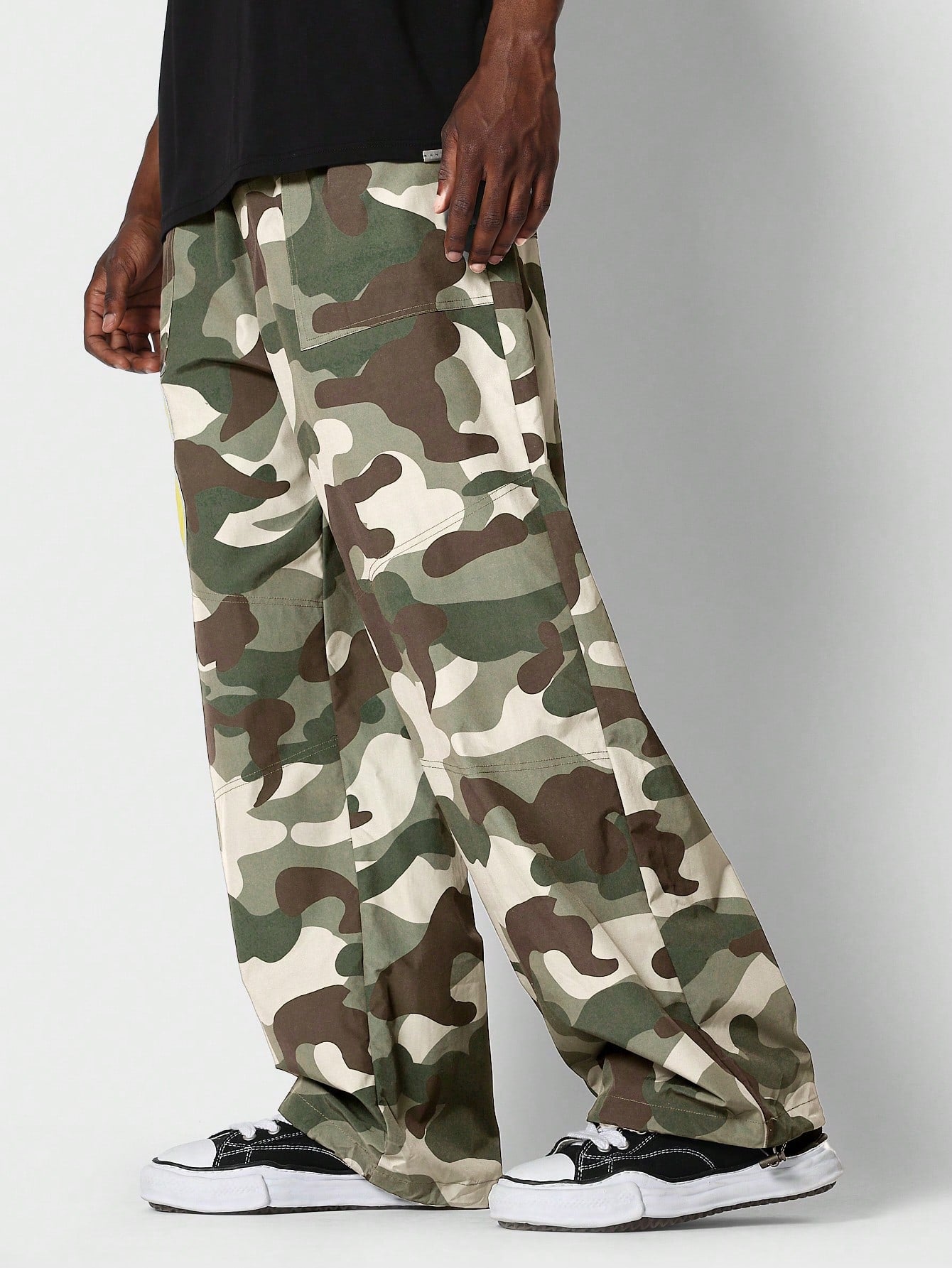 Parachute Pant With All Over Camo Print