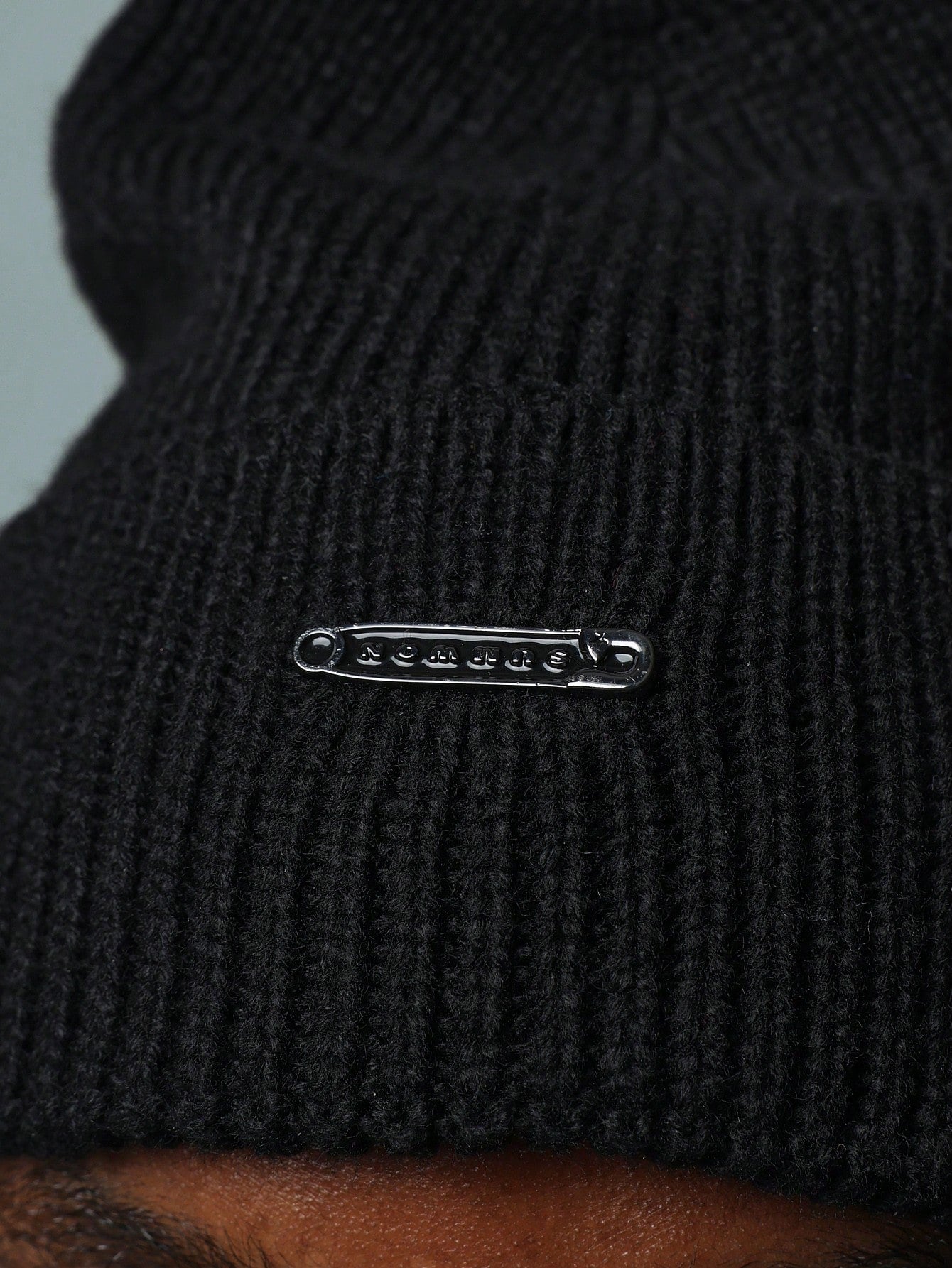 Branded Metal Pin Beanie Hat