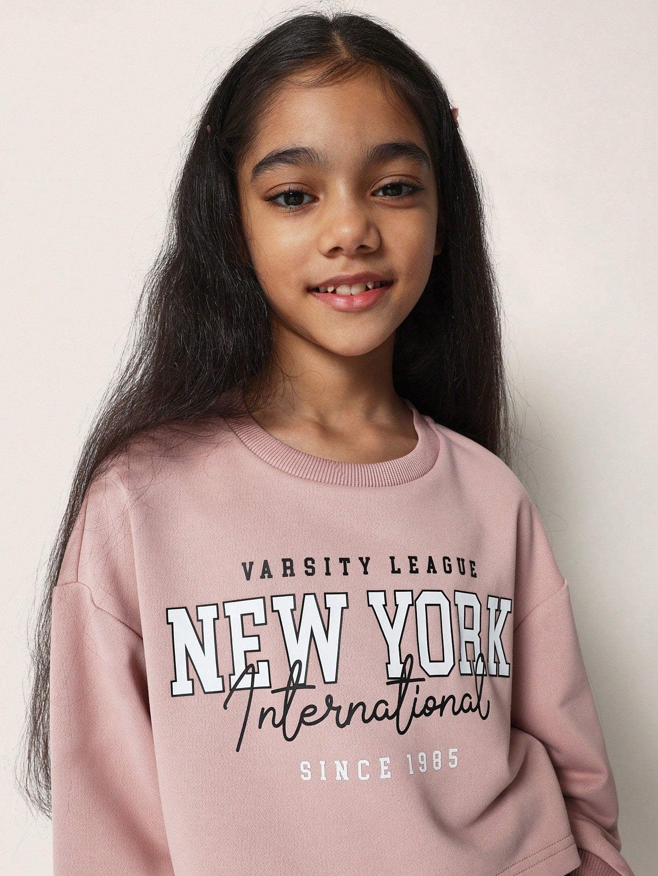 Tween Girls Comfy Crop Dusty Pink Sweatshirt With Graphic Print