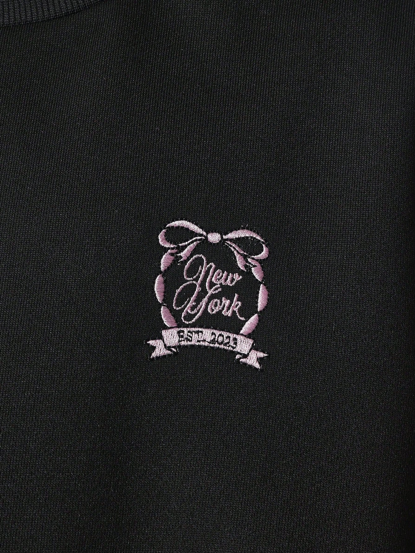 Tween Girls Comfy Black Vintage Sweatshirt With Embroidery